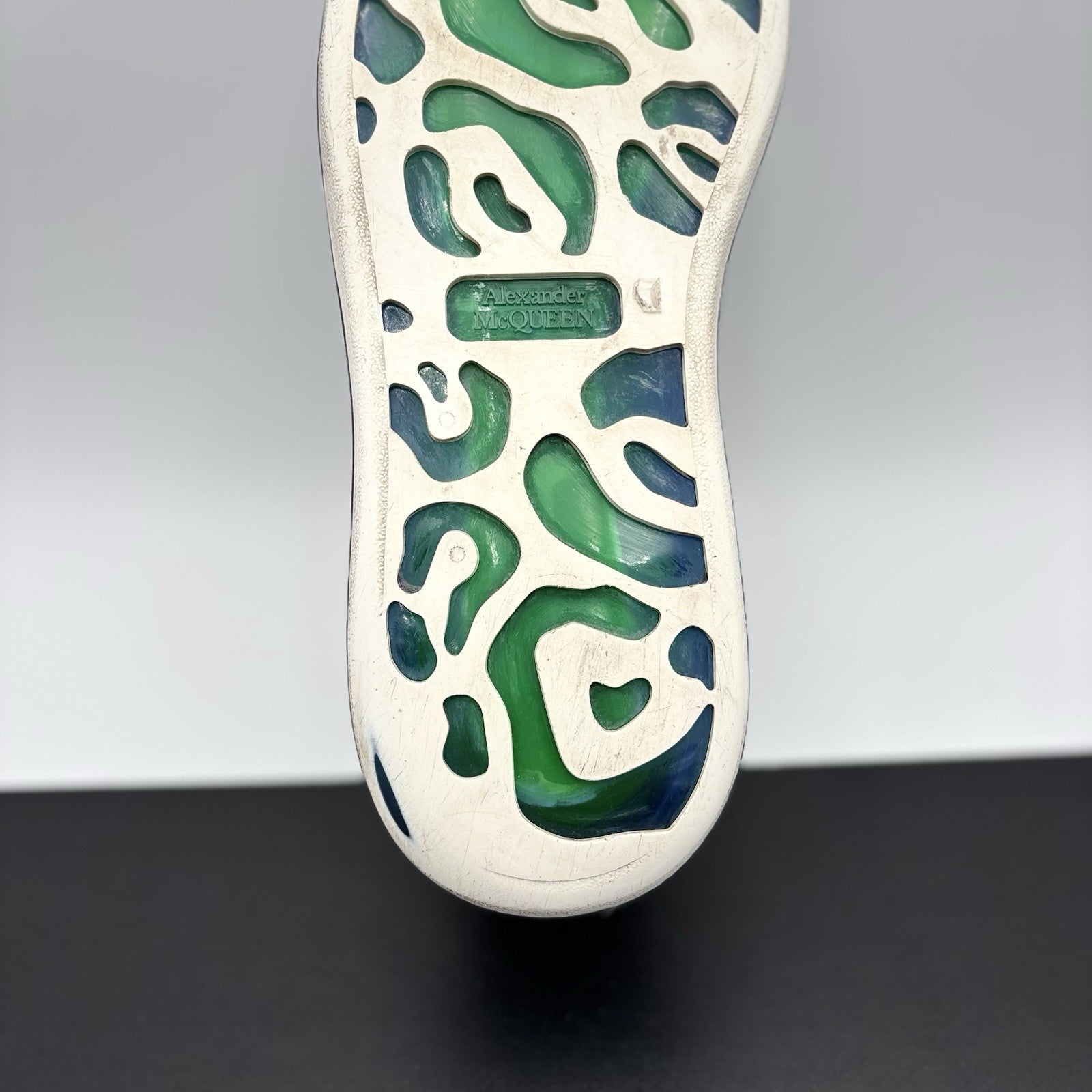 Size 45 (12 US) Alexander McQueen ' Transparent Sole White, Lime '