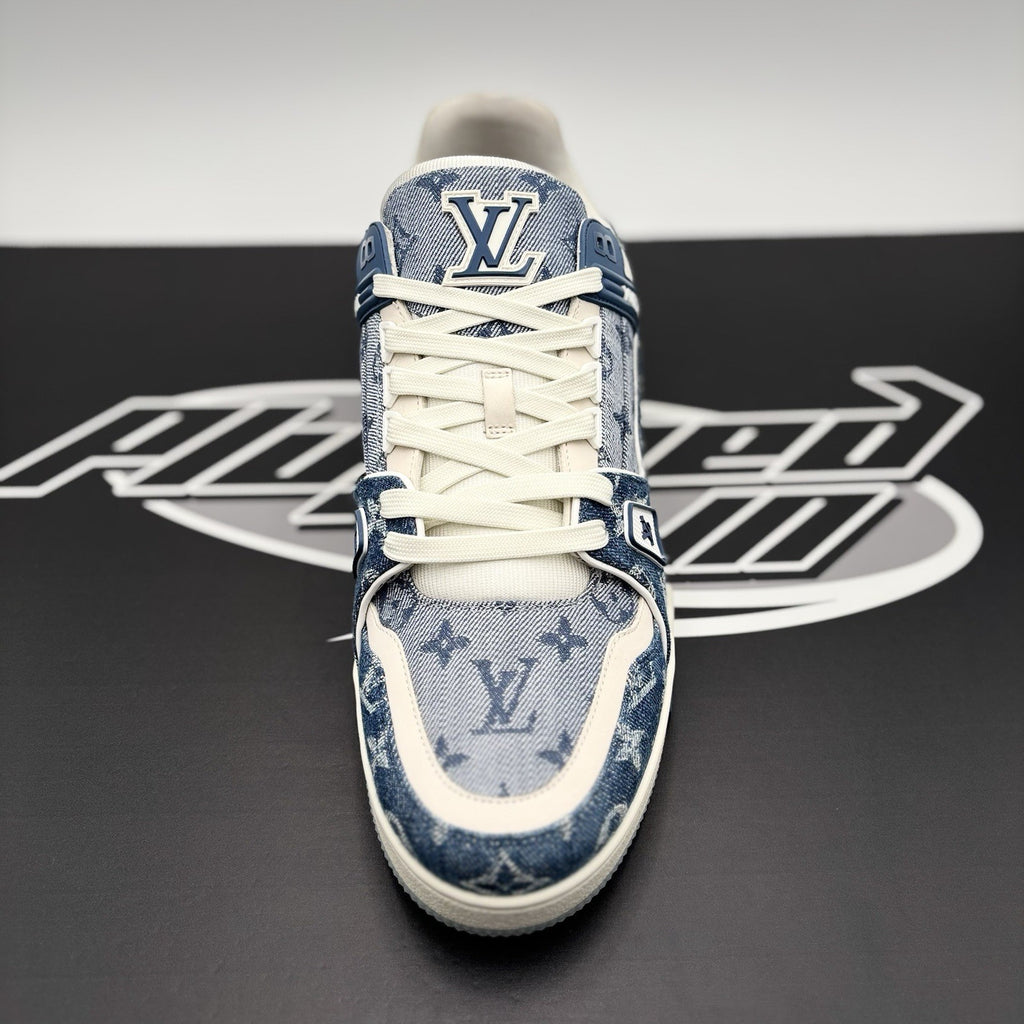 Size 11 LV (12-12.5 US) - Louis Vuitton Trainer Denim ' Navy ' | EXCELLENT!