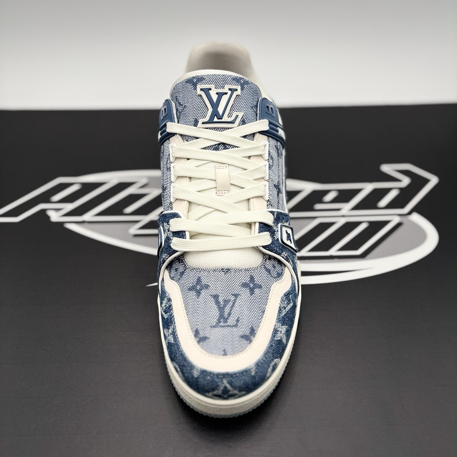 Size 11 LV (12-12.5 US) - Louis Vuitton Trainer Denim ' Navy ' | EXCELLENT!