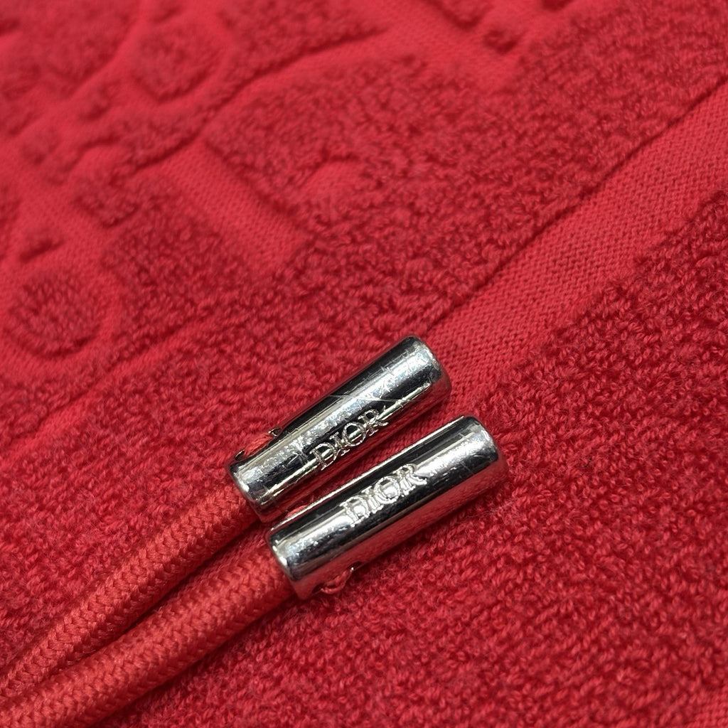 Size Medium - Dior Terry Cotton Towel Hoodie ' Red '