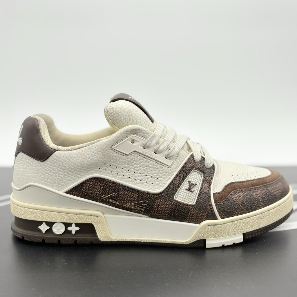 Size 8 LV (9-9.5 US) - Louis Vuitton Trainer ' White Mocha ' | GOOD CONDITION!