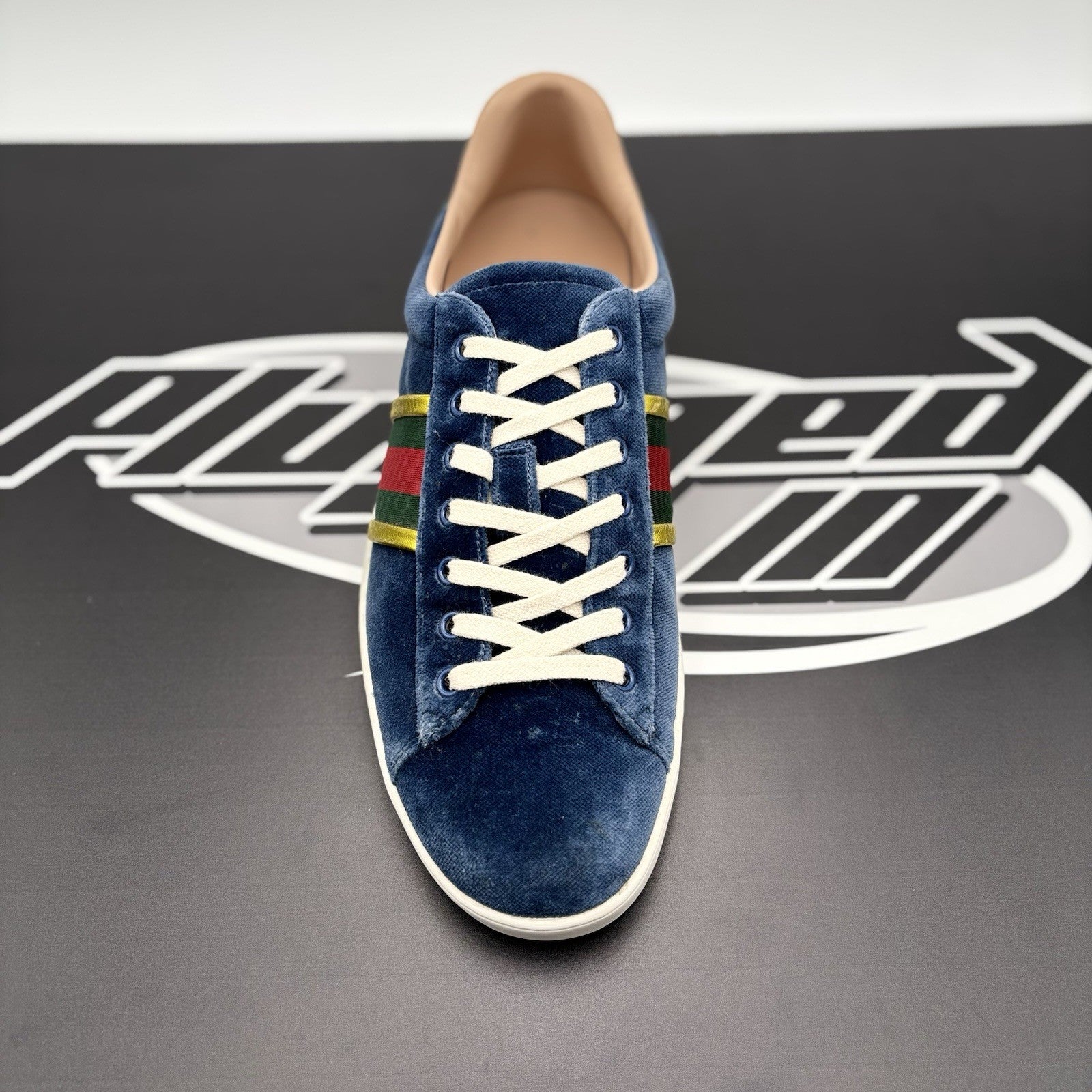 Size 9 G (9.5 US) - Gucci Ace ‘ Velvet Blue ‘ | GOOD CONDITION!