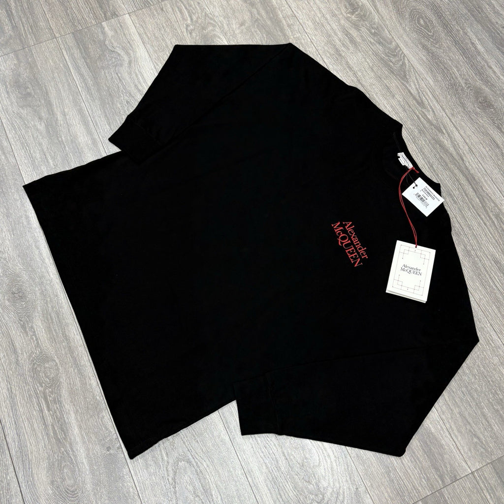 Size L - Alexander McQueen Printed Logo Long Sleeve Shirt ' Black Red ' | NEW!
