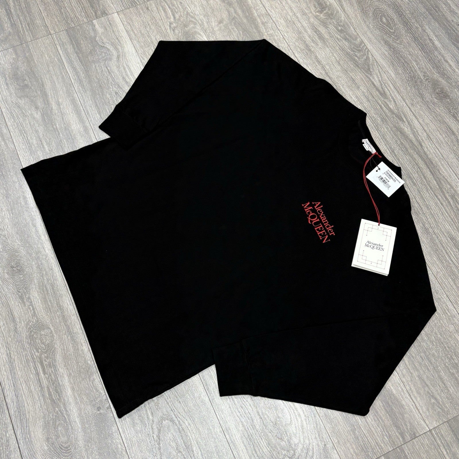 Size L - Alexander McQueen Printed Logo Long Sleeve Shirt ' Black Red ' | NEW!