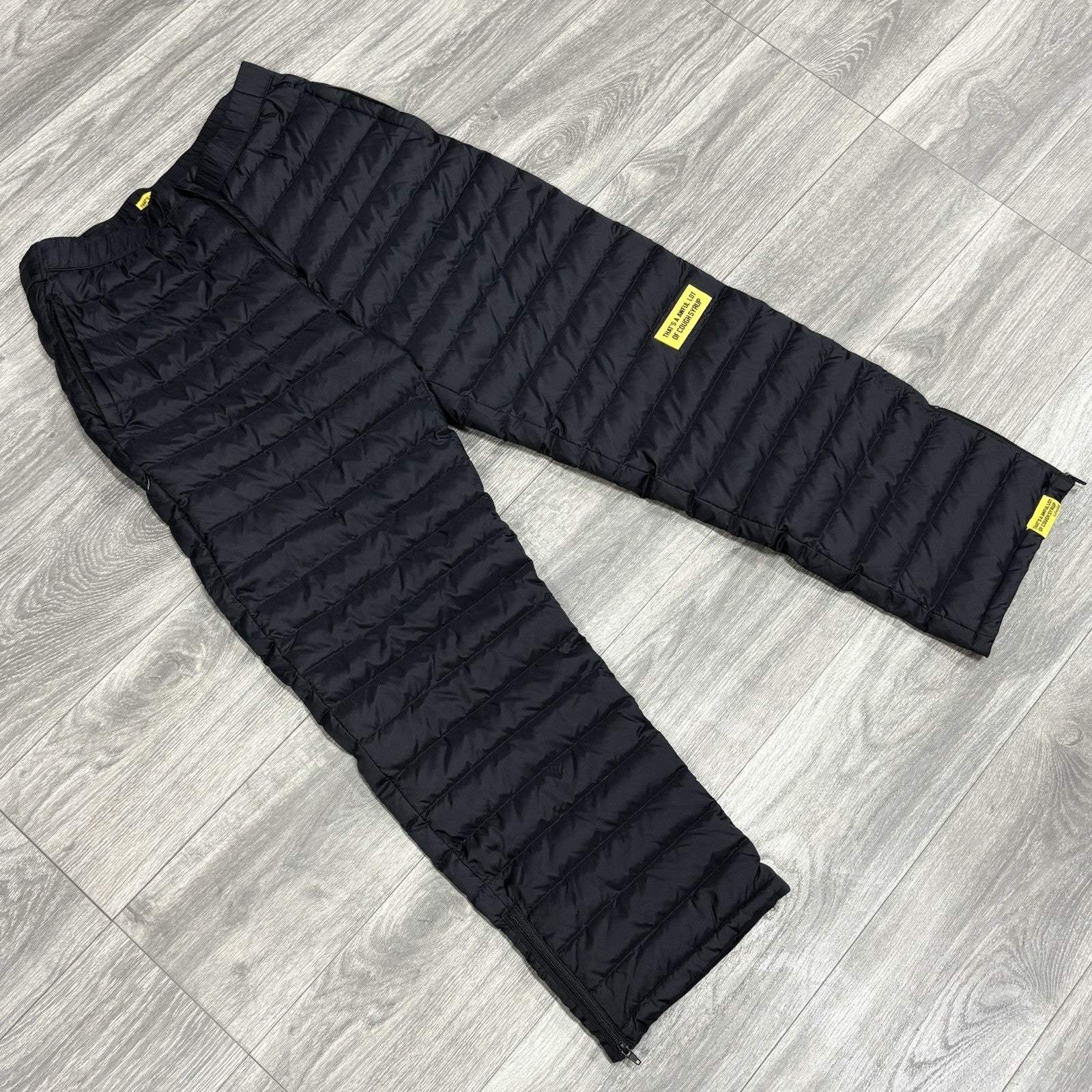 Size L - Thats A Awful Lot Of Cough Syrup Puffer Flare Pants ' Black ' | NEW!