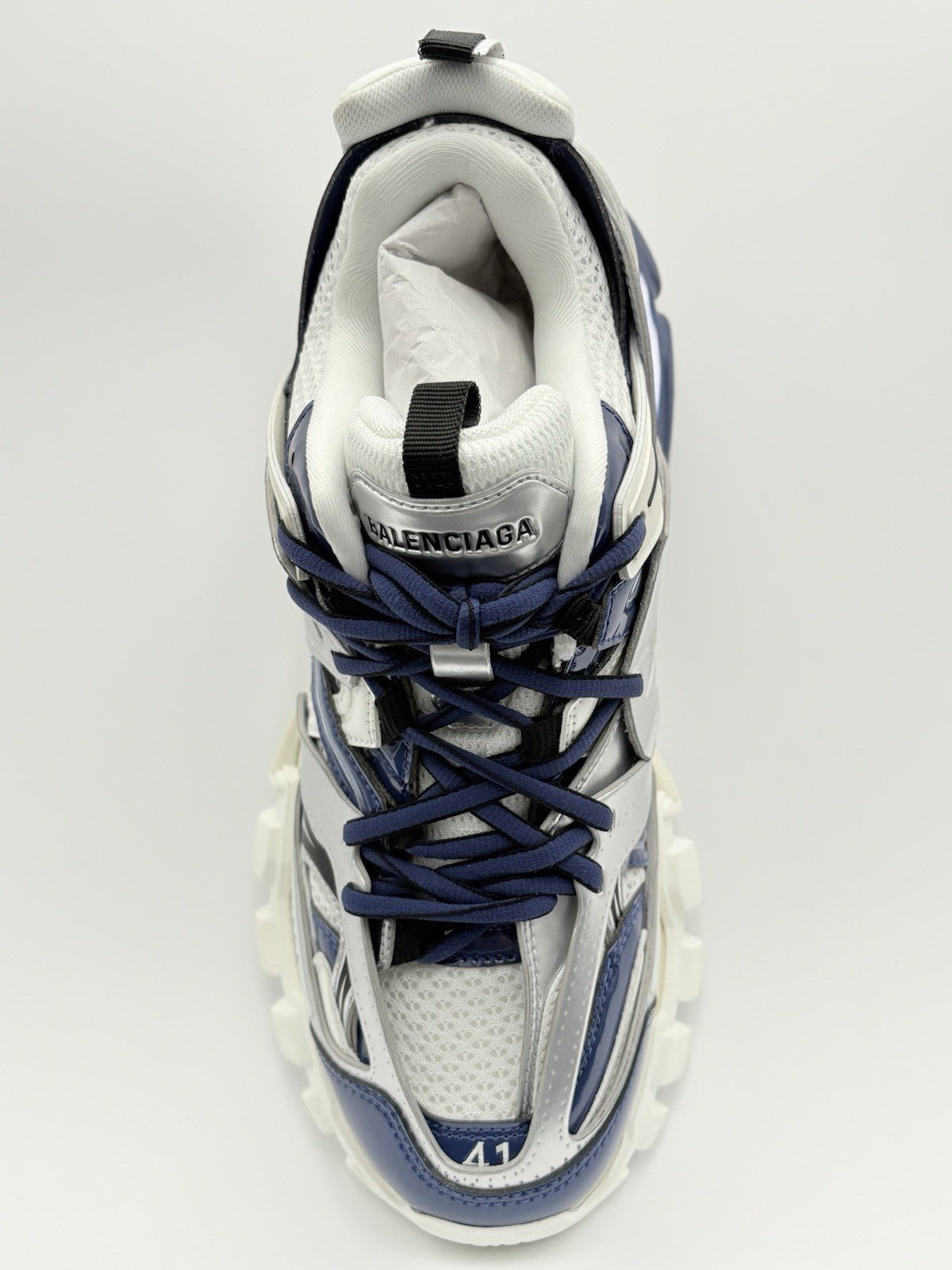 Size 41 (8 US) - Balenciaga Track LED Sneaker ' Silver Navy ' | BRAND NEW!