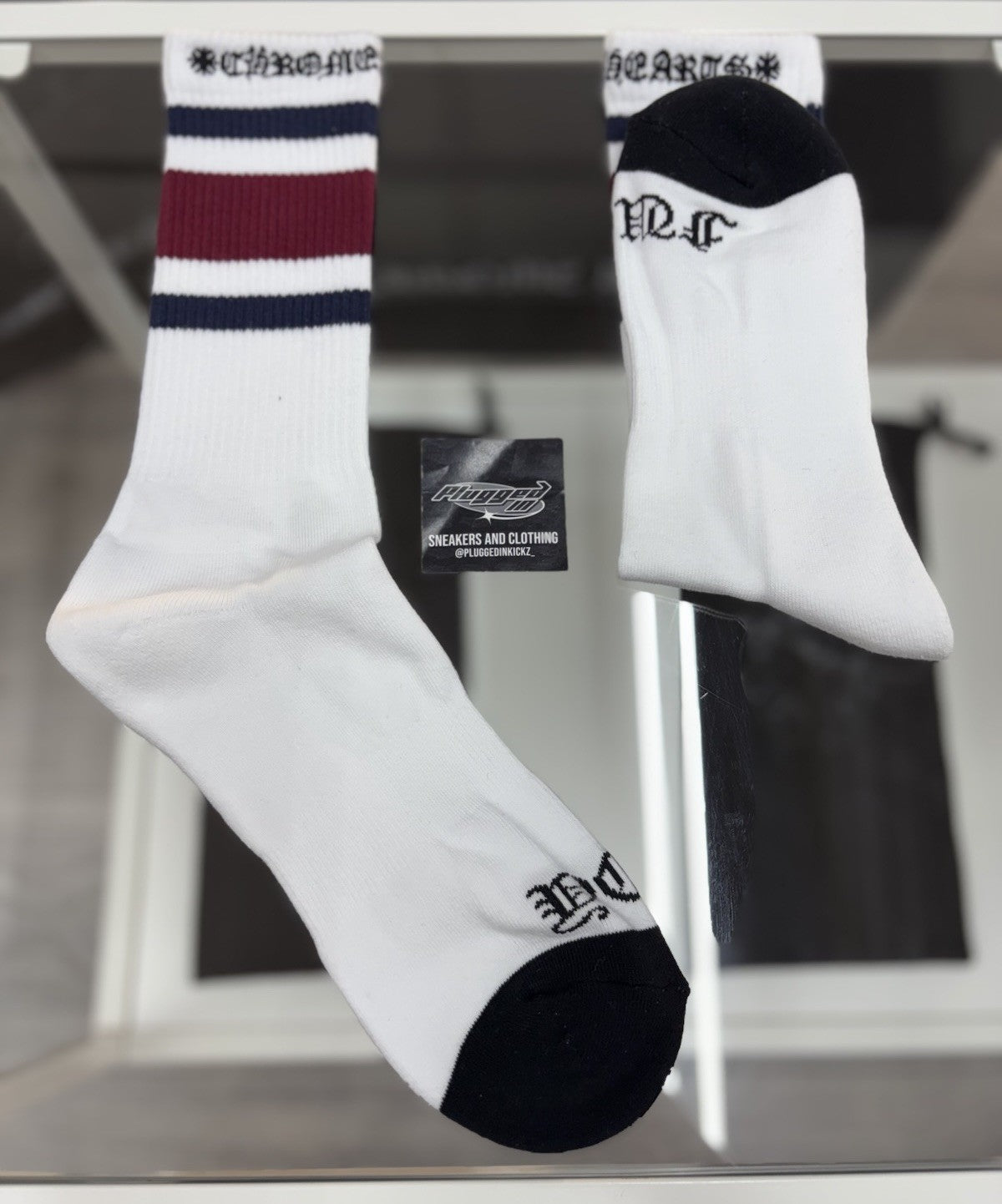 Size Large (9-13 US) - Chrome Hearts Miami Socks ' White ' | NEW!