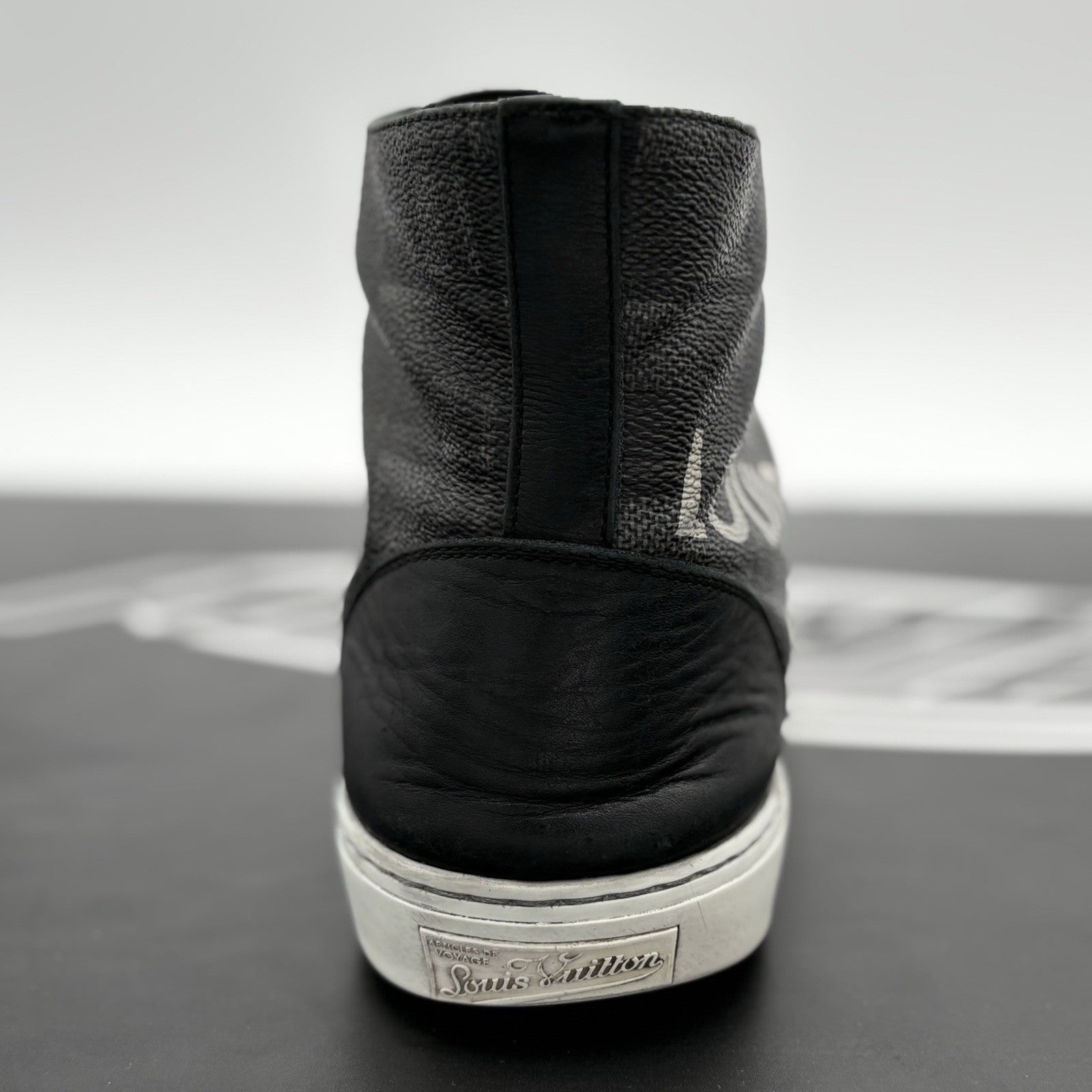 Size 7 LV (8-8.5 US) Louis Vuitton Tattoo Line High Top Damier Graphite - Black