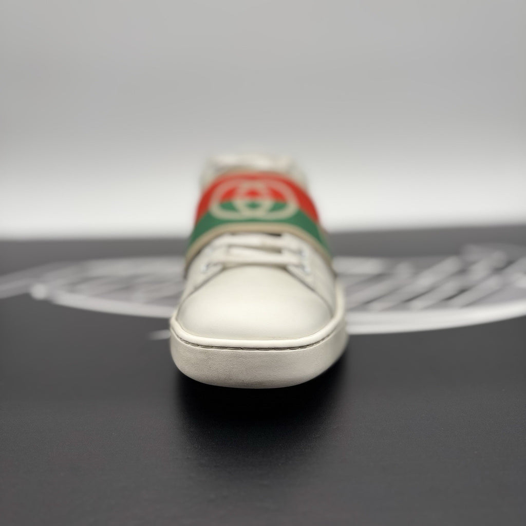 Size 38.5 (7 W US) - Gucci Ace Web 'Interlocking G - White Red Green ‘ | GOOD!
