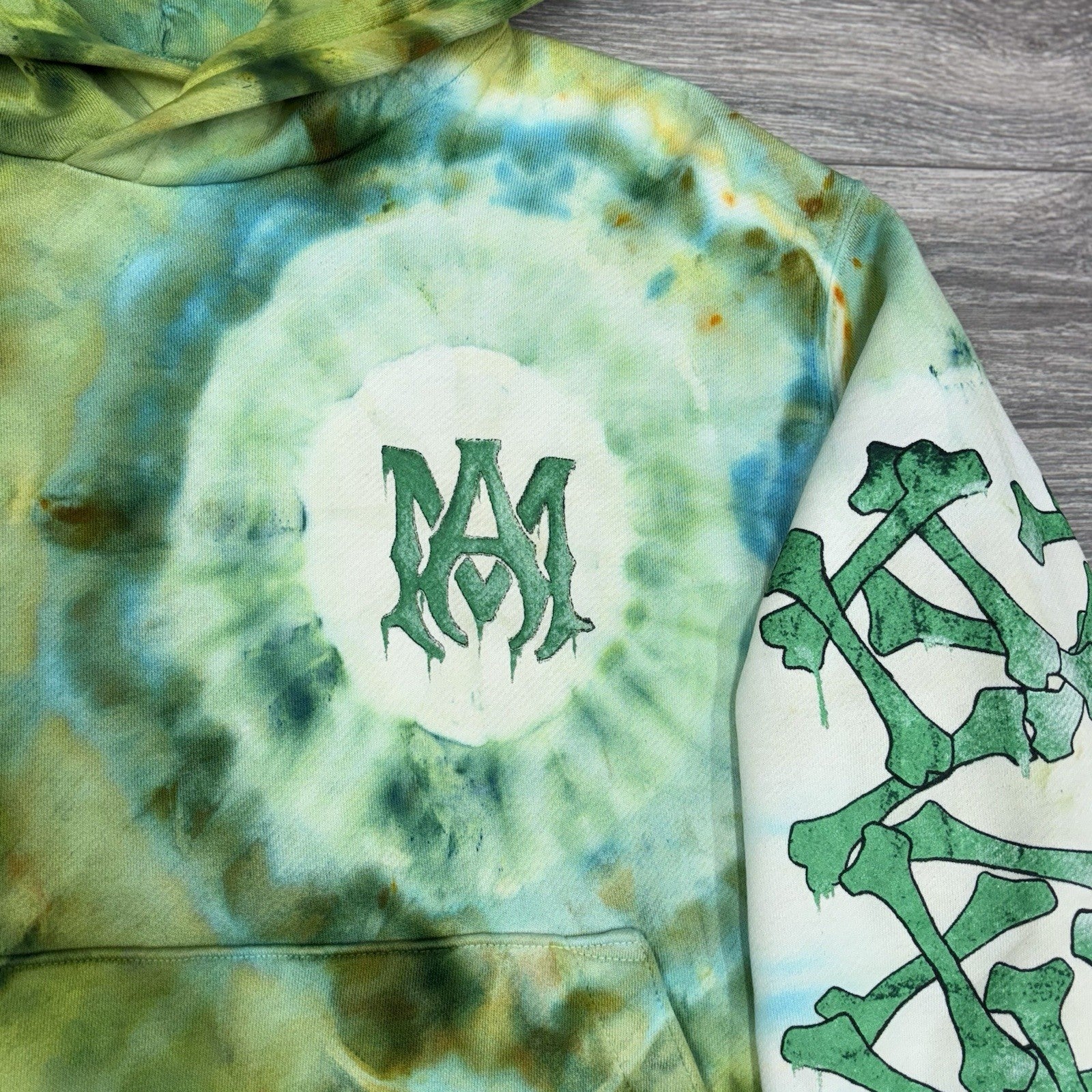 Size M - Amiri Tie Dye Bones Hoodie ' Green ' | GREAT CONDITION!