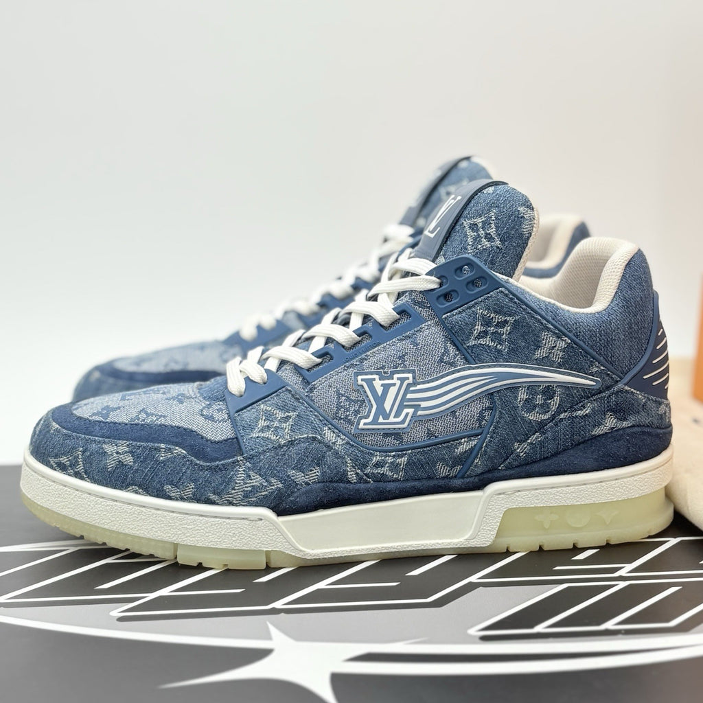 Size 8.5 LV (9.5-10 US) Louis Vuitton Denim Mid Trainer ' Blue ' | SUPER CLEAN!