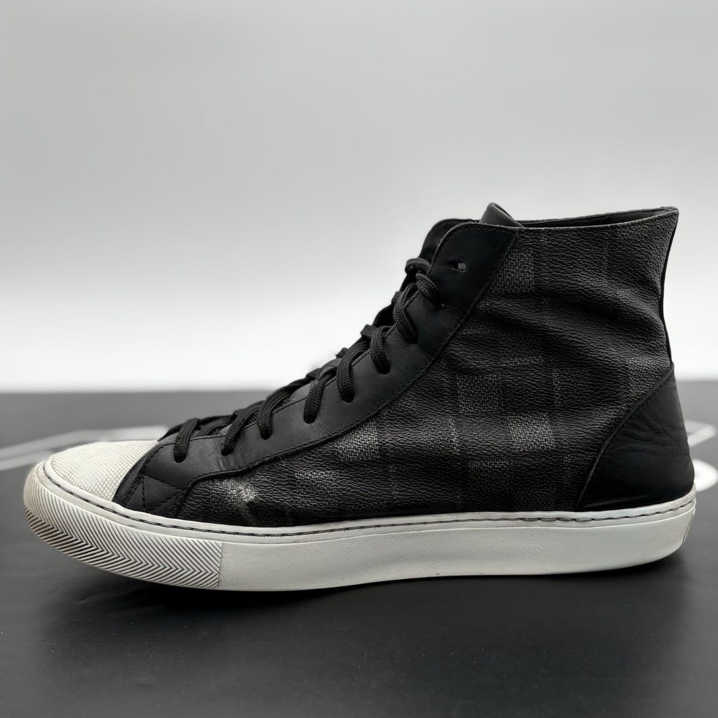 Size 7 LV (8-8.5 US) Louis Vuitton Tattoo Line High Top Damier Graphite - Black