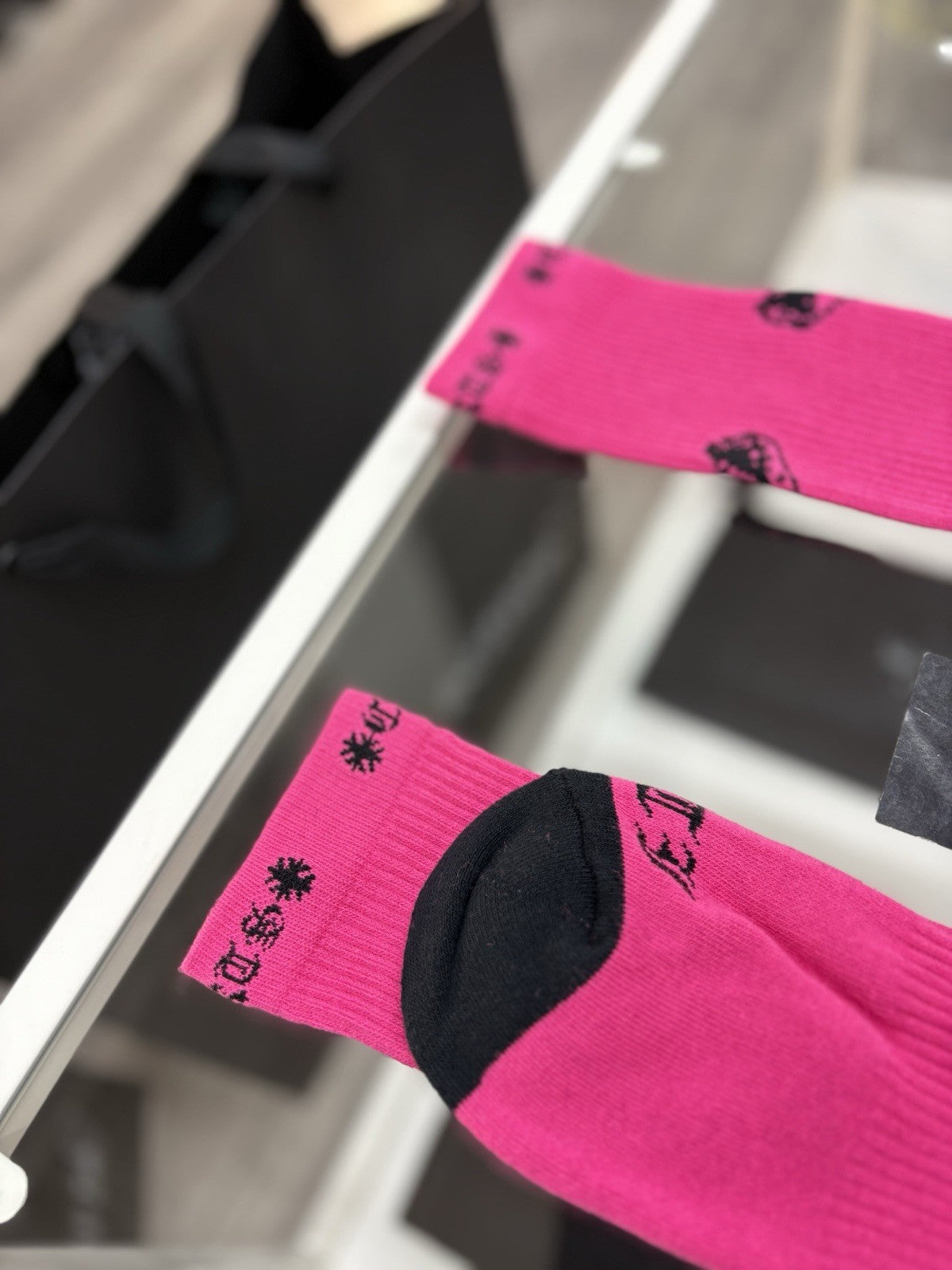 Size Large (9-13 US) - Chrome Hearts Foti Socks ' Neon Pink ' | NEW!