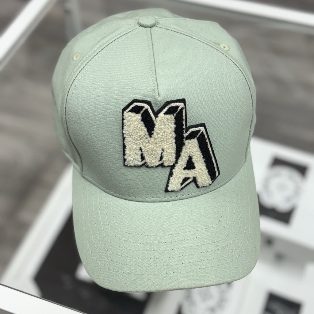 Amiri Chenille MA Patch Canvas Hat ' Frosty Green ' | SUPER CLEAN!