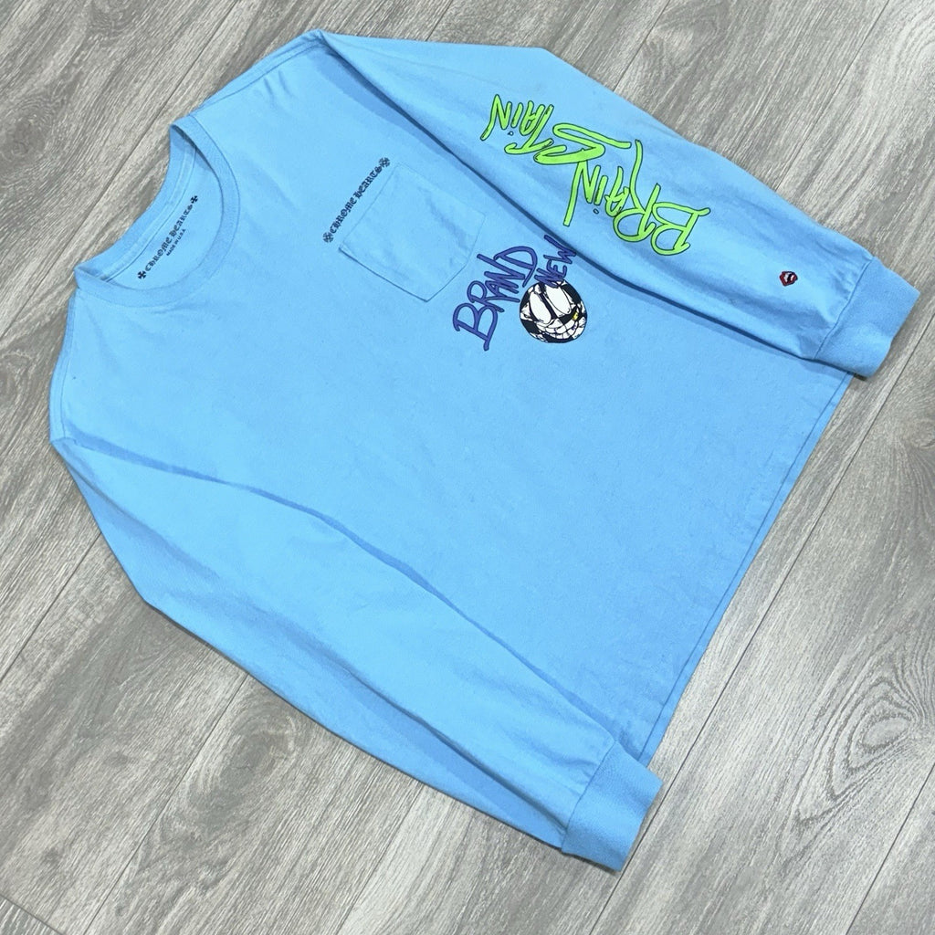Size XL - Chrome Hearts Matty Boy Brain New Long Sleeve Shirt ' Blue ' | GREAT!