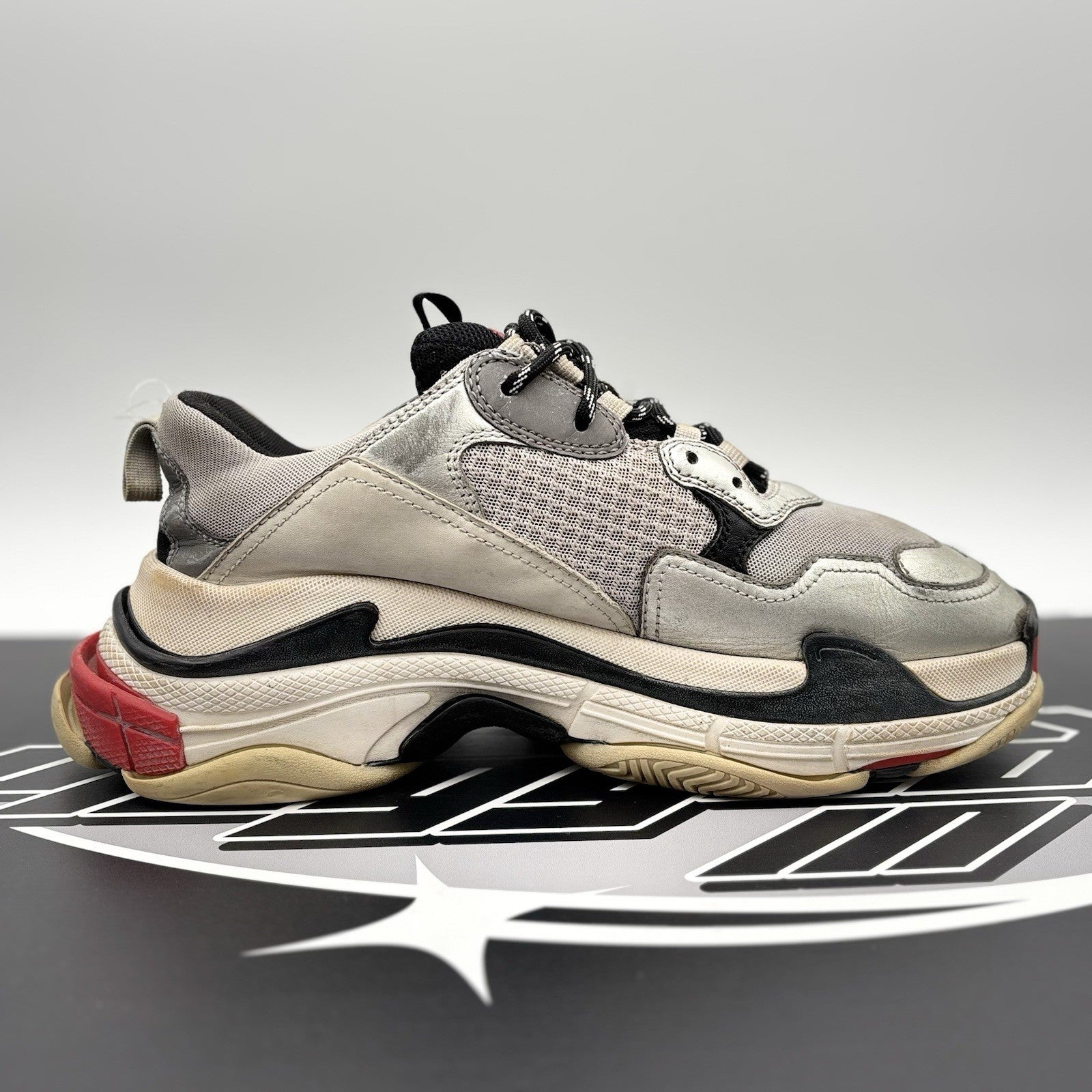 Size 43 (10 US) - Balenciaga Triple S ' Silver, Red, Black '