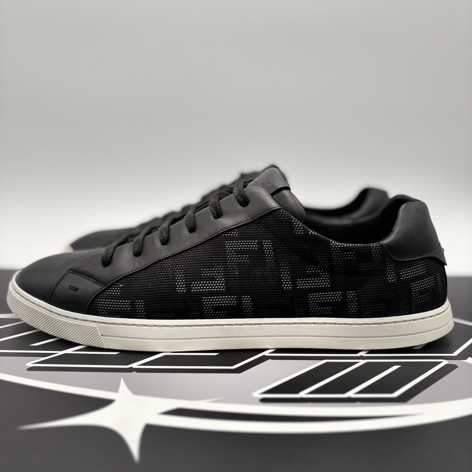 Size 12 UK (13 US) - Fendi FF Flash Logo Low ‘ Monogram Black ‘