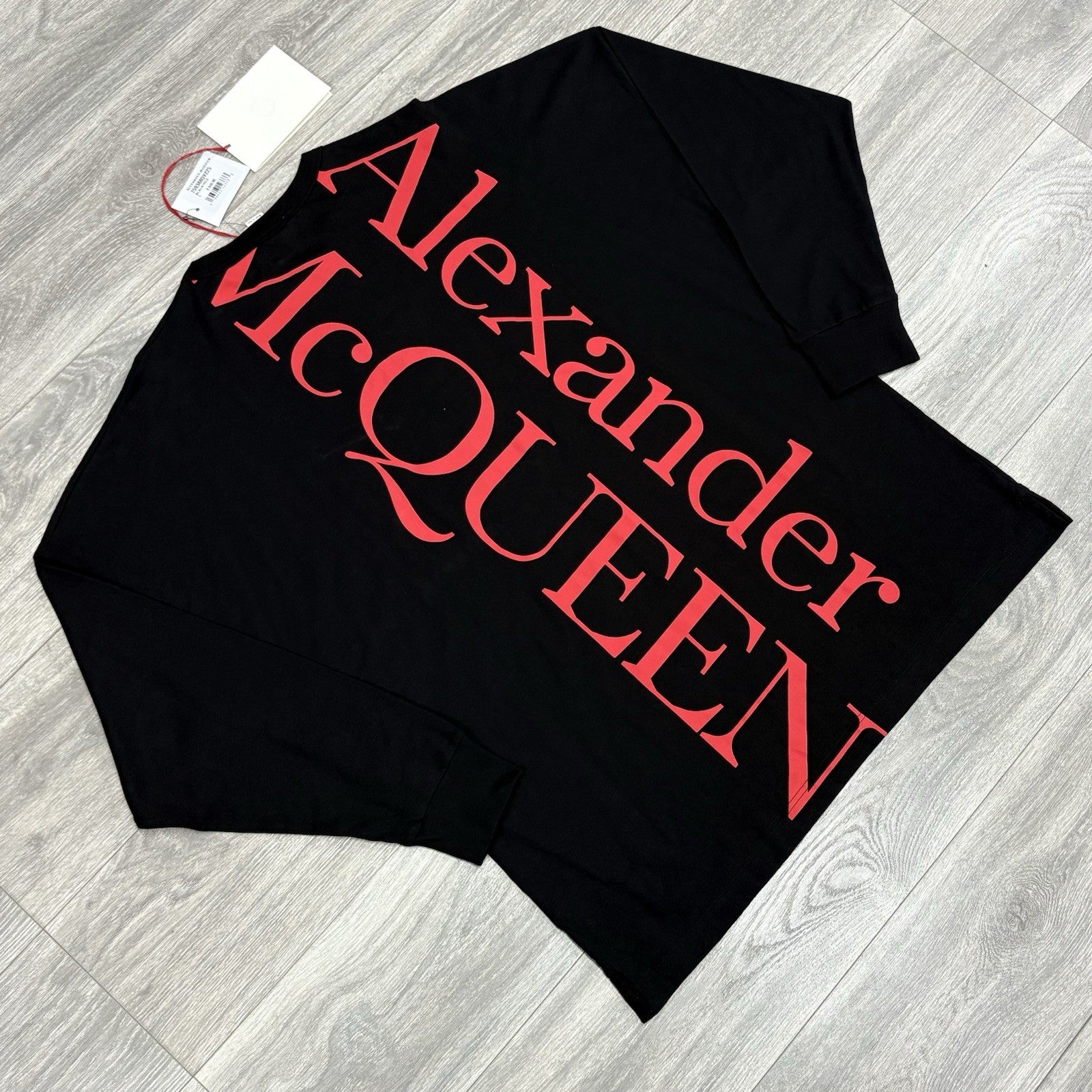 Size L - Alexander McQueen Printed Logo Long Sleeve Shirt ' Black Red ' | NEW!