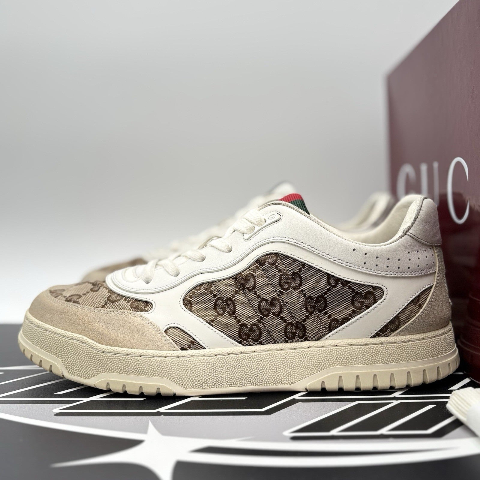 Size 11 G (12 US) - Gucci Re-Web Sneakers GG ‘ White, Beige ‘ | GOOD CONDITION!