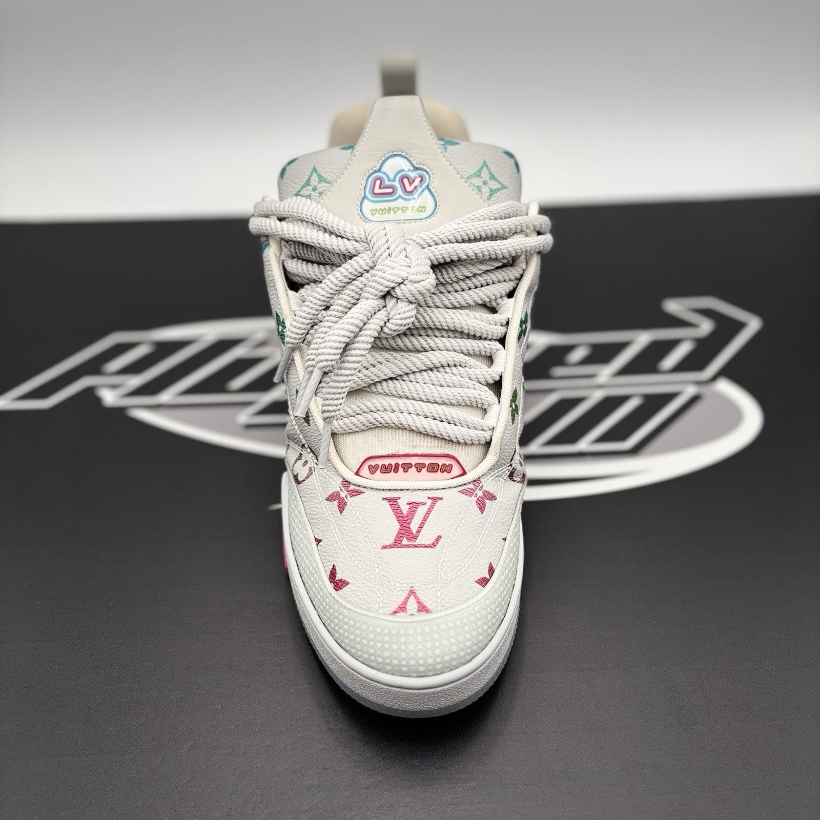 Size 11 LV (12-12.5 US) Louis Vuitton Skate ' Grey Monogram Multicolor' | GREAT!