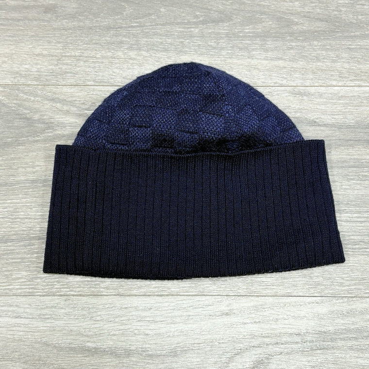 Wool Petit Damier Beanie Navy — photo 6