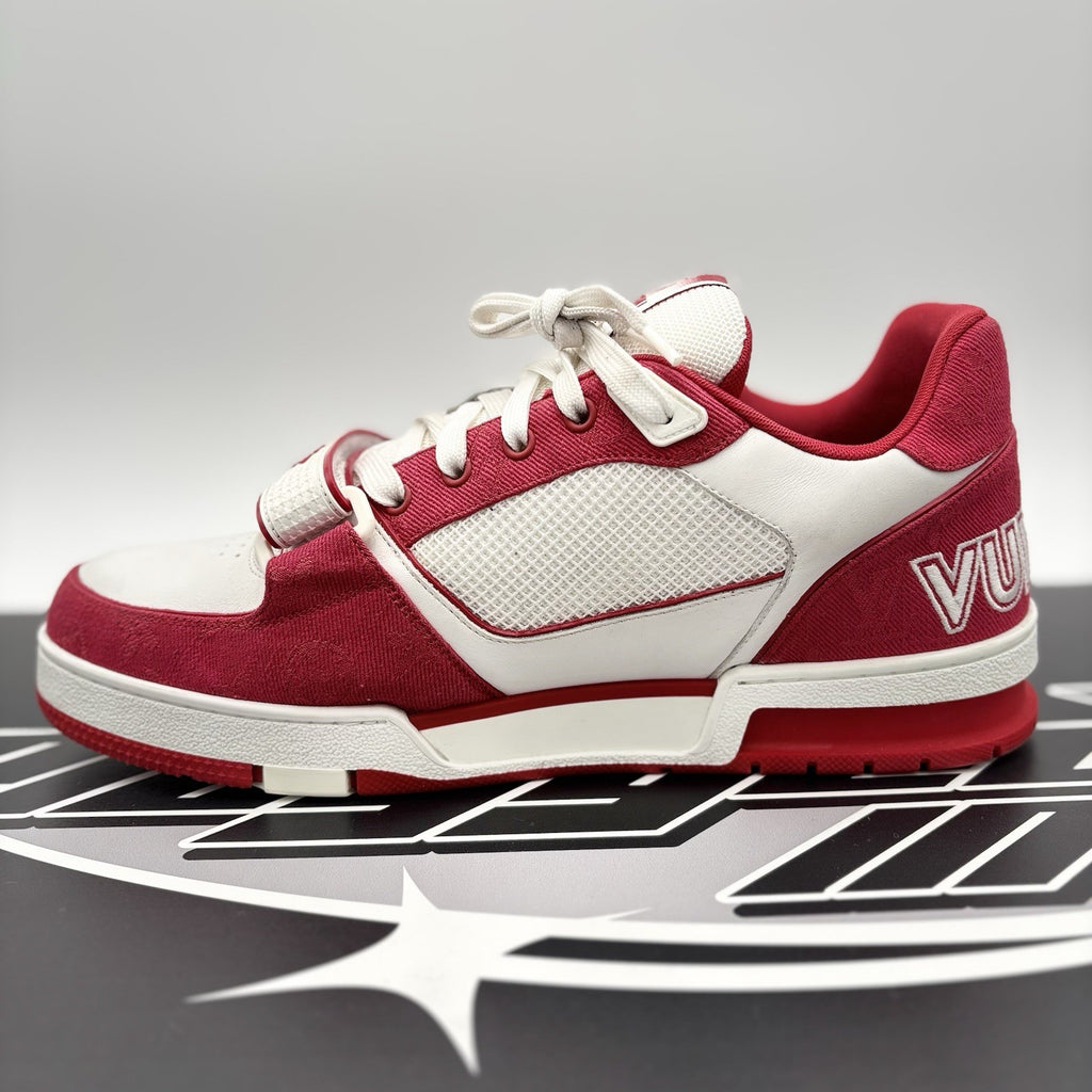 Size 9 LV (10-10.5 US) Louis Vuitton Trainer Strap ' Red, White ' | SUPER CLEAN!