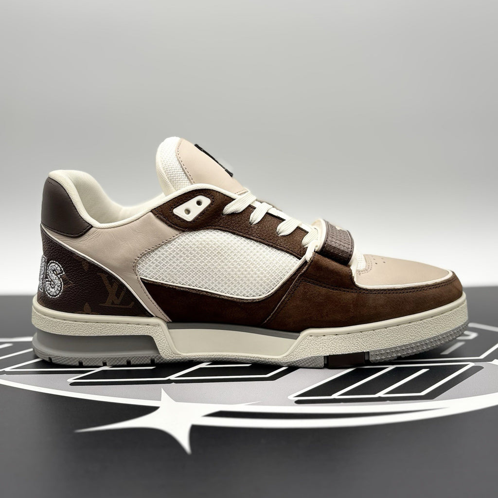 Size 9 LV (10-10.5 US) Louis Vuitton Trainer Strap ' Brown, Beige ' | EXCELLENT!