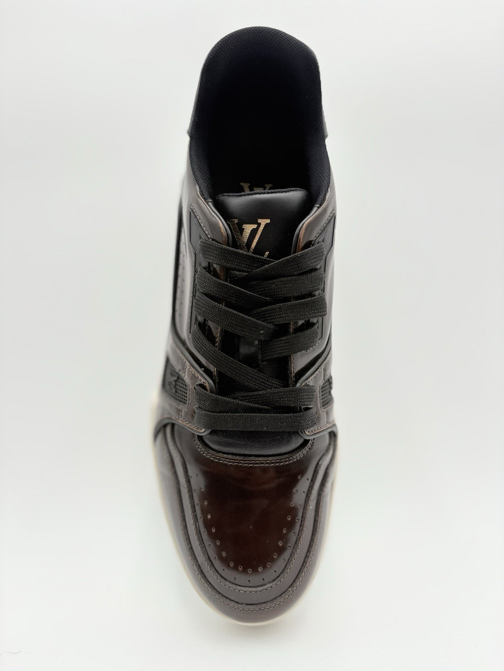 Size 7.5 LV (8.5-9 US) Louis Vuitton Trainer ' Brown Patent ' | SUPER CLEAN!