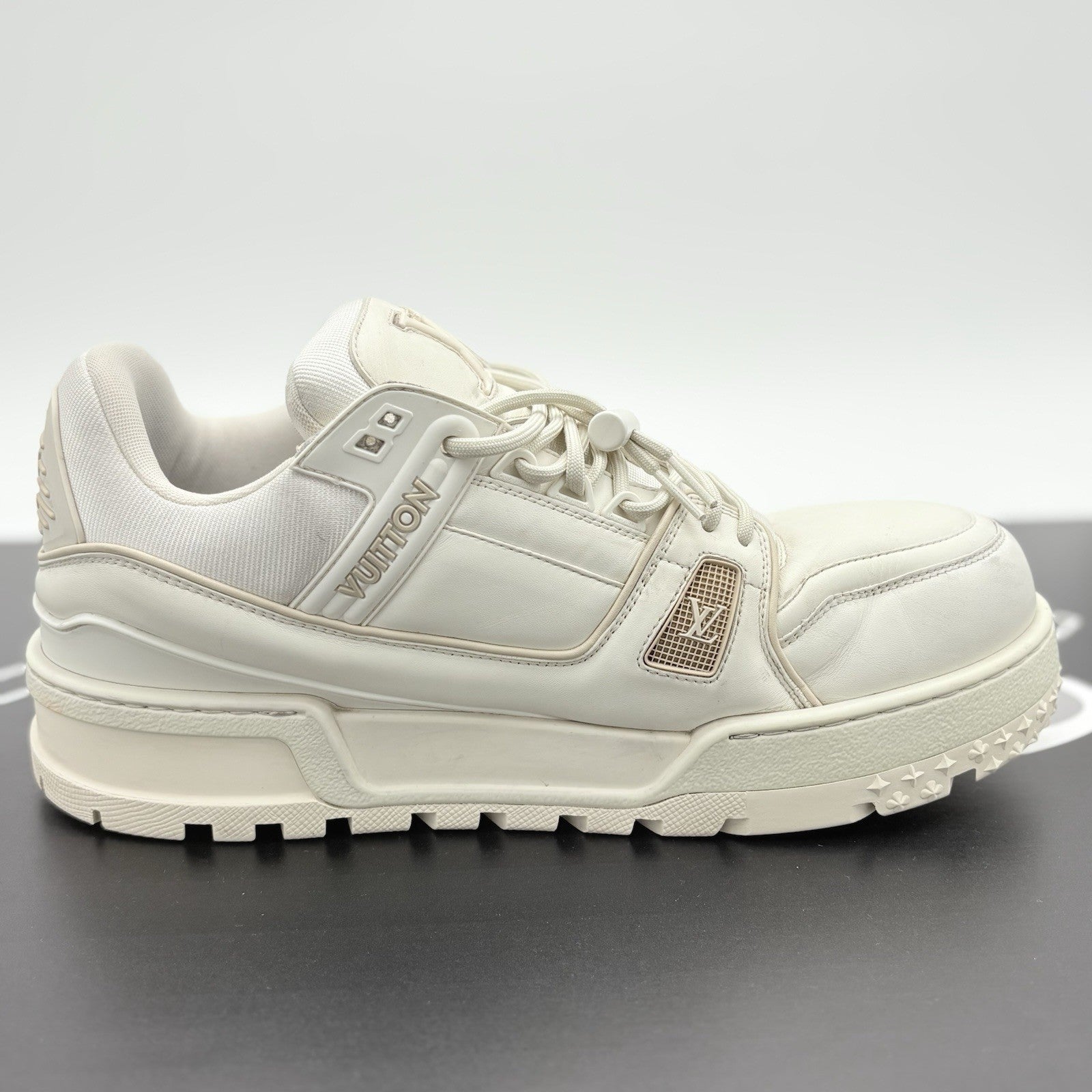 Size 10 LV (11-11.5 US) - Louis Vuitton Maxi Trainer ' White ' | GOOD CONDITION!