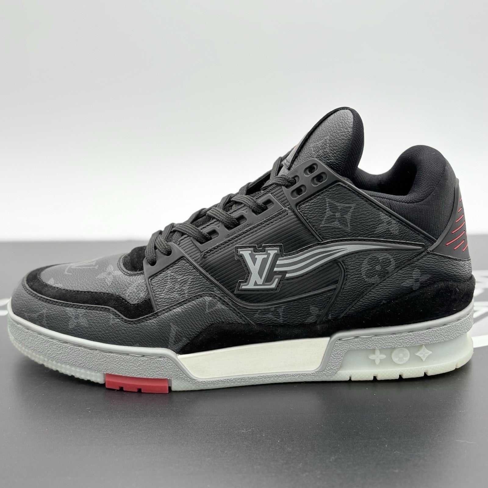 Size 9.5 LV (10.5-11 US) Louis Vuitton Trainer Eclipse ' Black Grey ' | CLEAN!