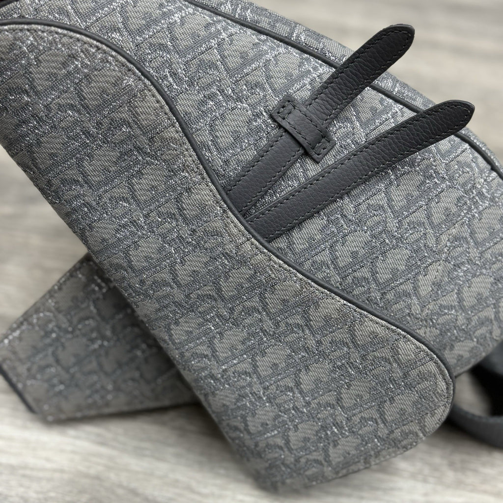Christian Dior Ruthenium Oblique Saddle Bag ' Grey ' | SUPER CLEAN!