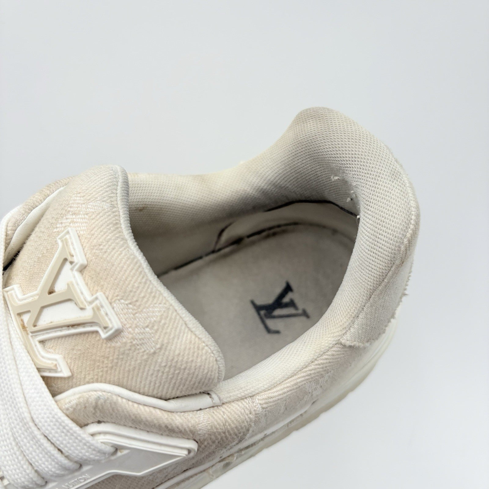 Size 9 LV (10-10.5 US) Louis Vuitton Trainer Denim ' Beige White ' | GOOD COND!