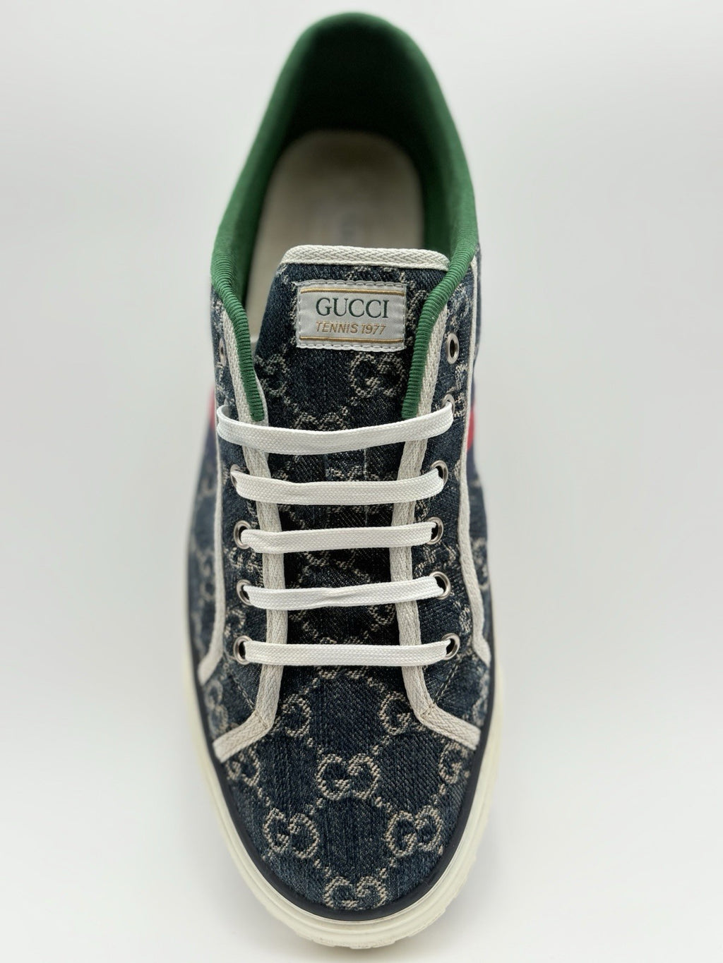 Size 11 G (11.5 US) - Gucci Tennis 1977 Denim GG Print Sneaker | GREAT CONDITION