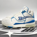Size 8.5 LV (9.5-10 US) - Louis Vuitton Trainer Mid ‘ White, Blue ’ | GREAT!
