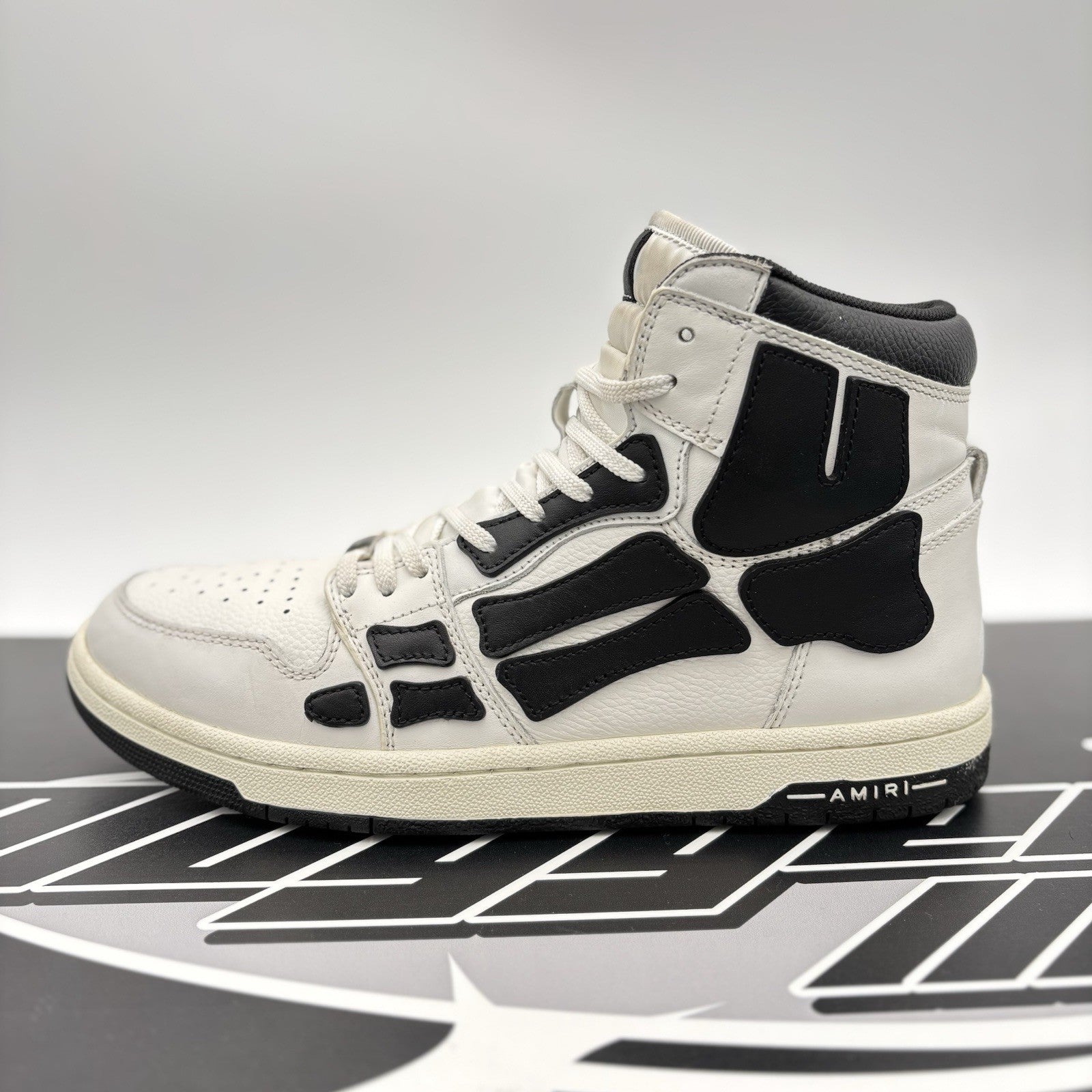 Size 42 (9US) - Amiri Skel High Top Sneakers ' White, Black ' | GREAT CONDITION!