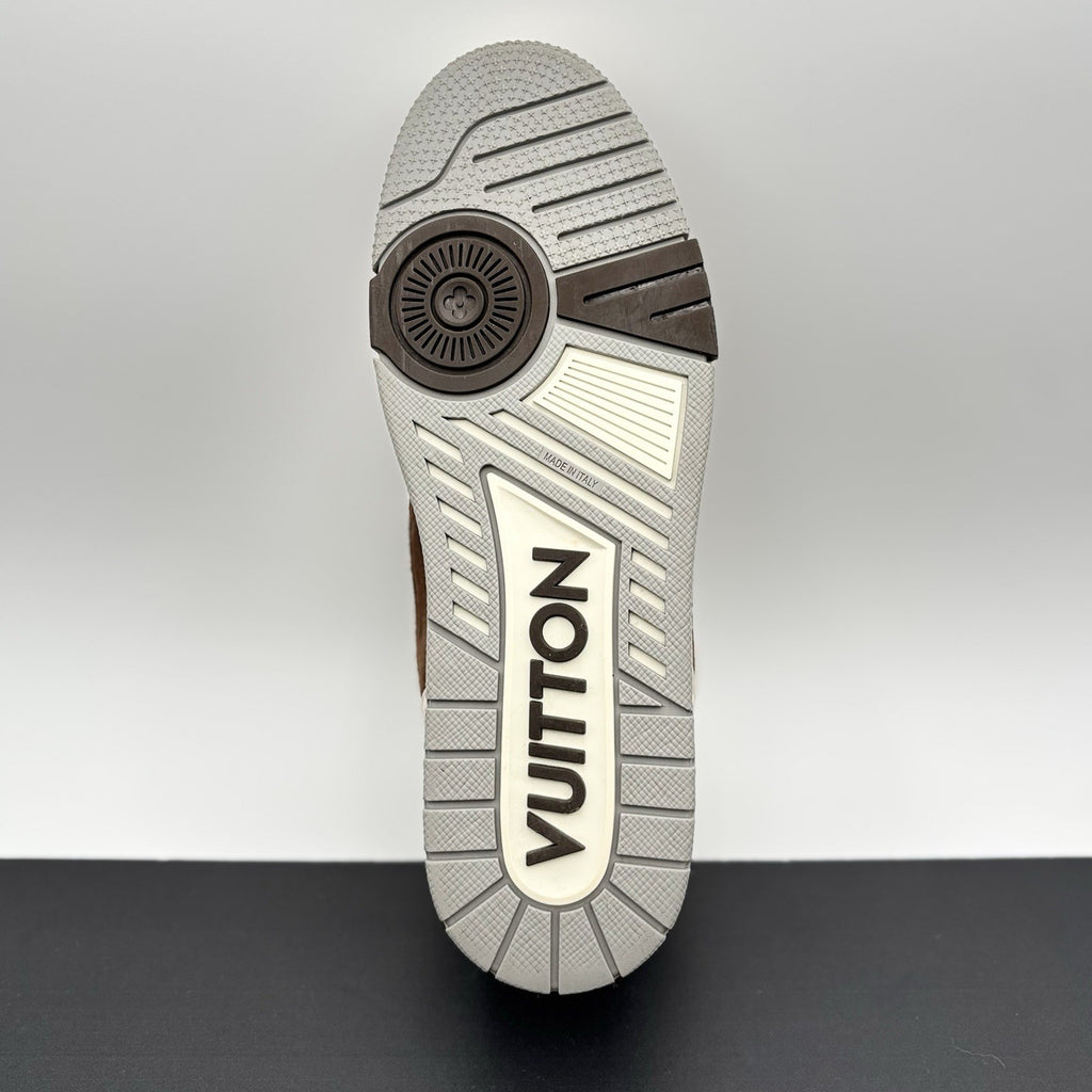 Size 9 LV (10-10.5 US) Louis Vuitton Trainer Strap ' Brown, Beige ' | EXCELLENT!