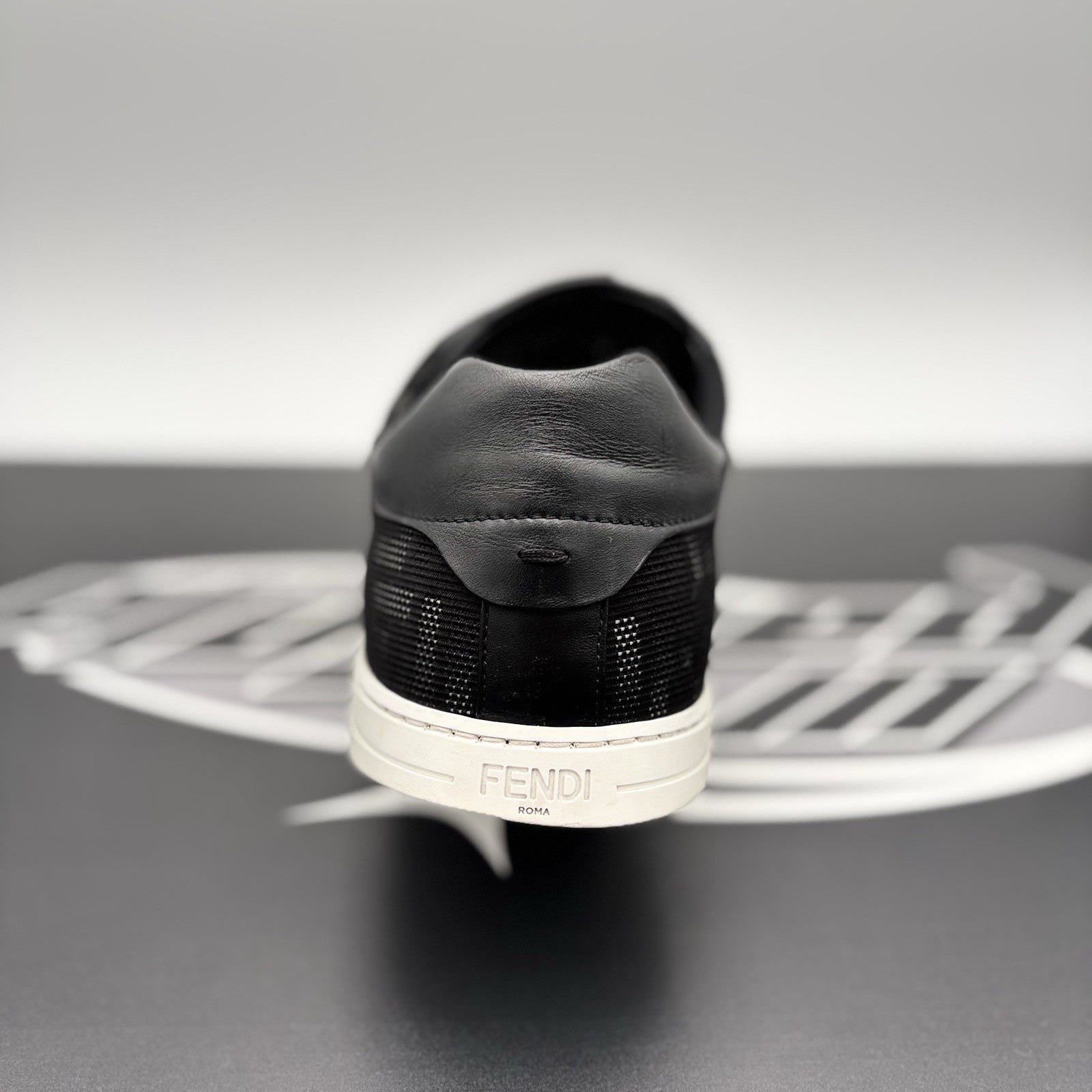 Size 12 UK (13 US) - Fendi FF Flash Logo Low ‘ Monogram Black ‘