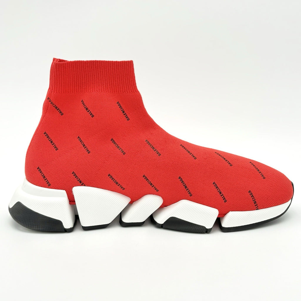 Size 43 (10 US) Balenciaga Speed 2.0 ' All Over Logo Intense Red ' | BRAND NEW!