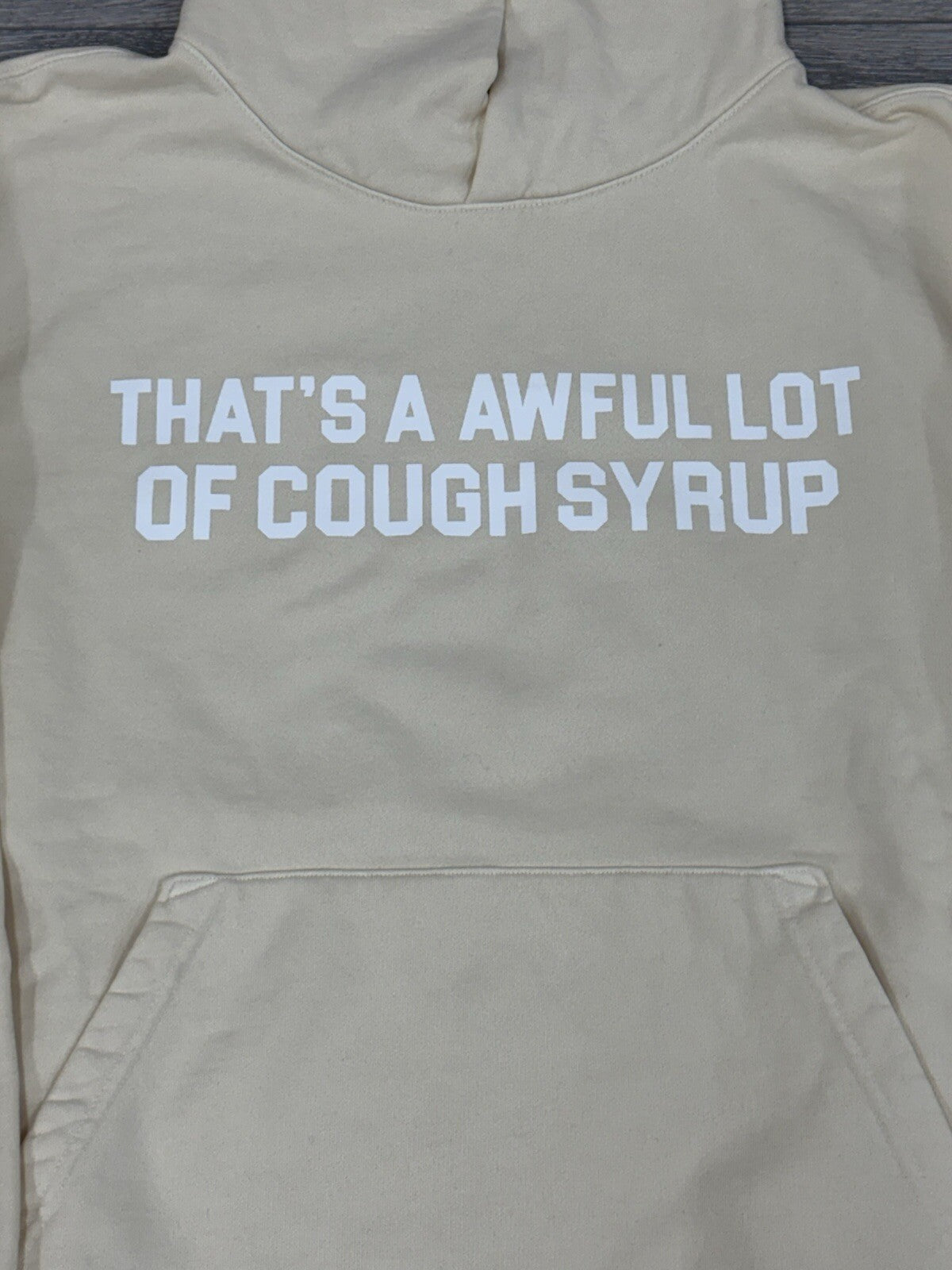 Size L - Awful Lot Of Cough Syrup Hoodie ‘ Beige ‘ | BRAND NEW!
