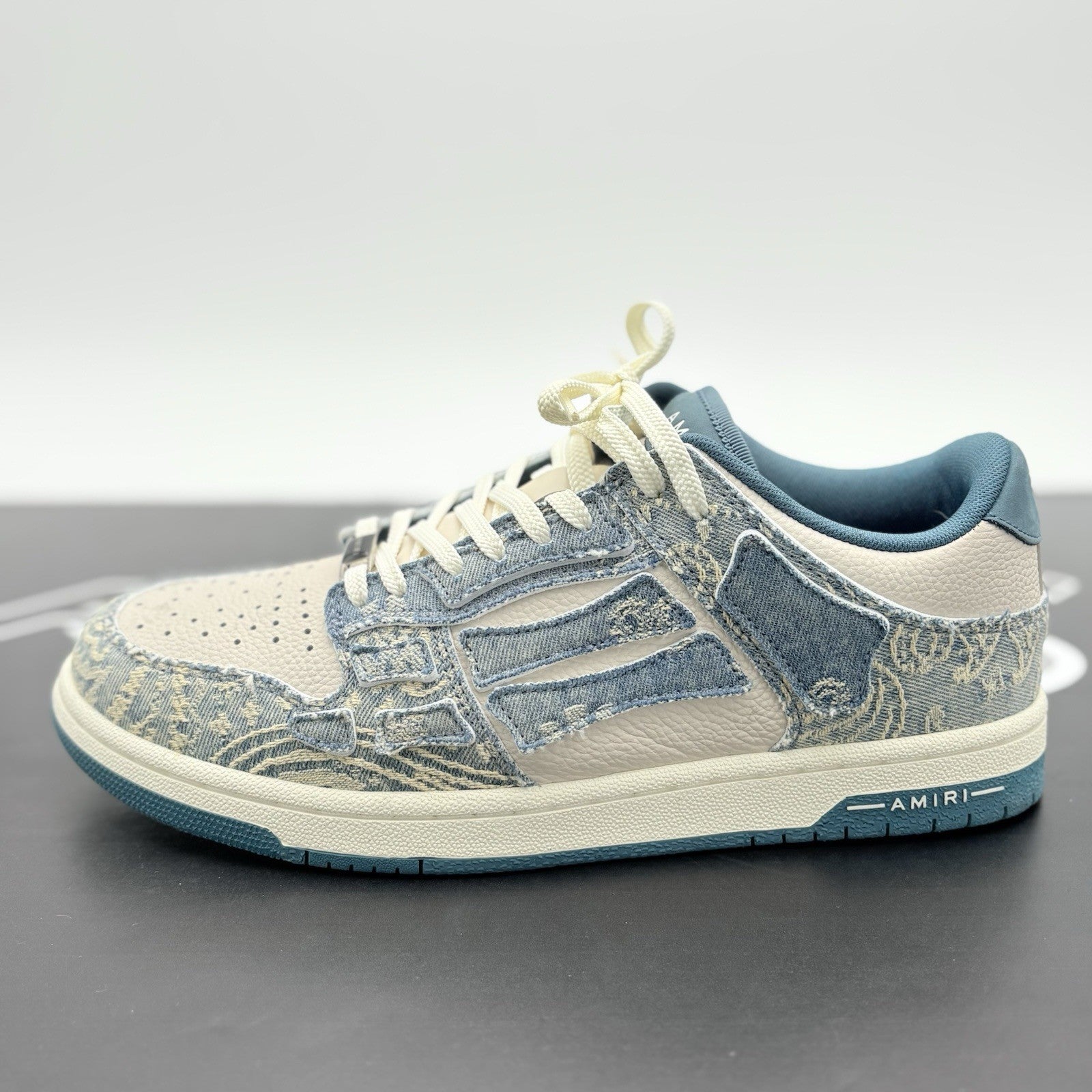 Size 42 (9 US) Amiri Skel Low Top ' Bandana Jacquard - Denim ' ONLY WORN ONCE!