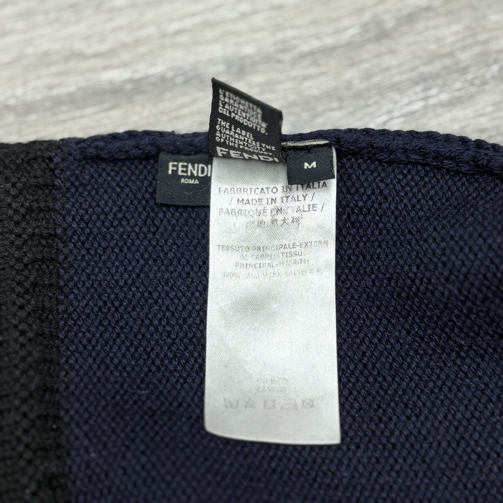 Fendi Embroidered Bad Bugs Monster Eyes Beanie ' Navy Blue Black '