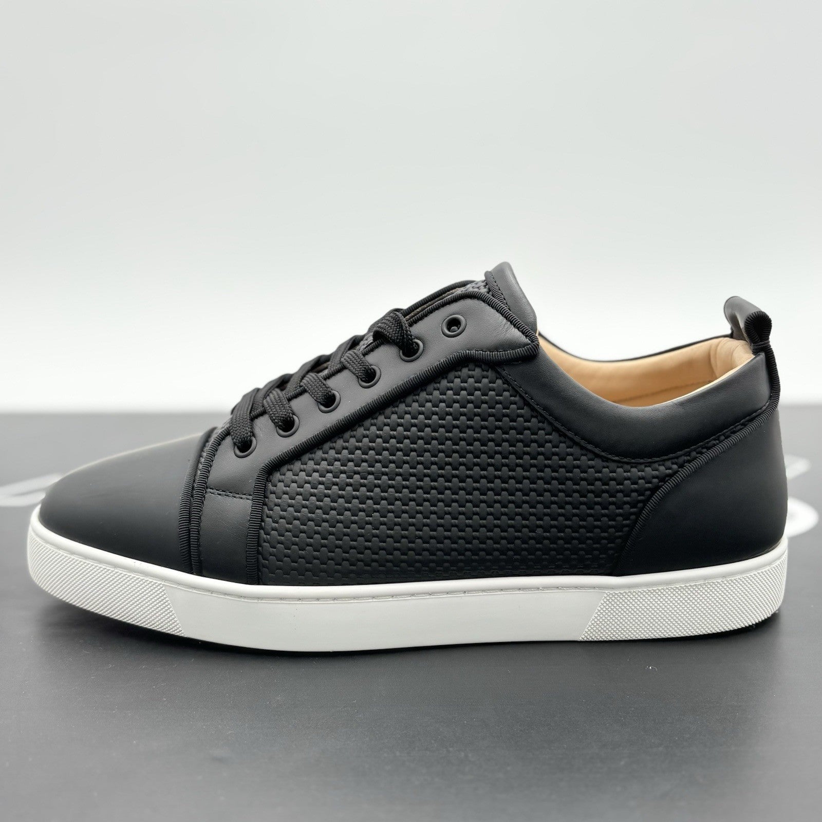 Size 45 (12 US) Christian Louboutin Low Leather Sneaker ' Black ' | SUPER CLEAN!