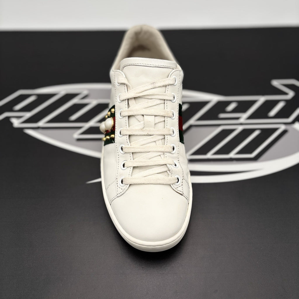 Size 36.5 - Gucci Ace Studded ' White, Pearls ' | GREAT CONDITION!