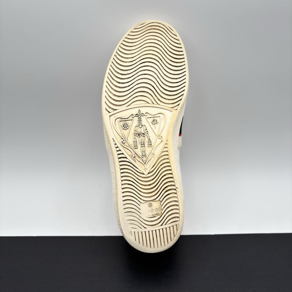 Size 9 G (9.5 US) - Gucci Ace Leather  With Strap ' White '