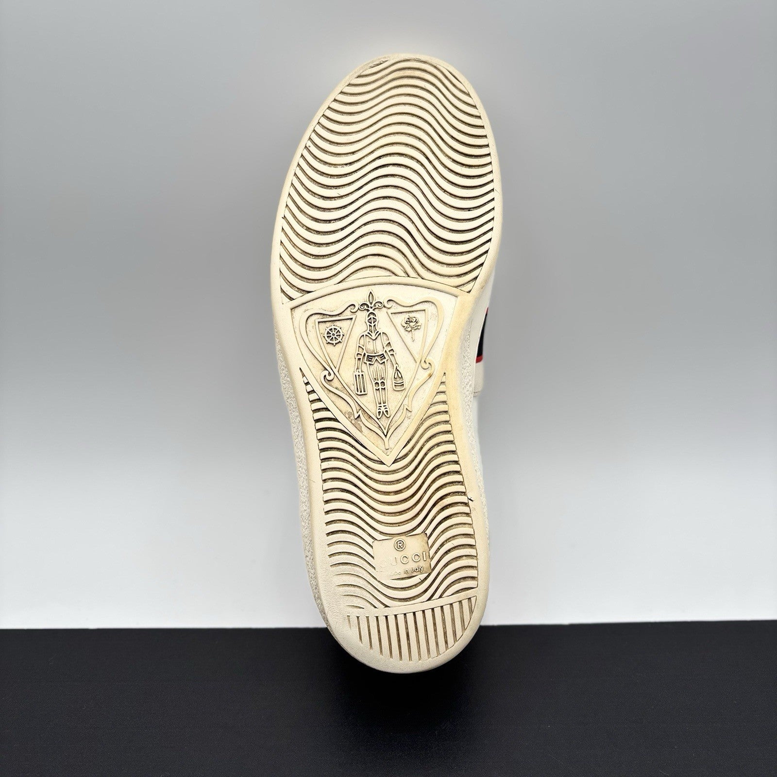 Size 9 G (9.5 US) - Gucci Ace Leather  With Strap ' White '