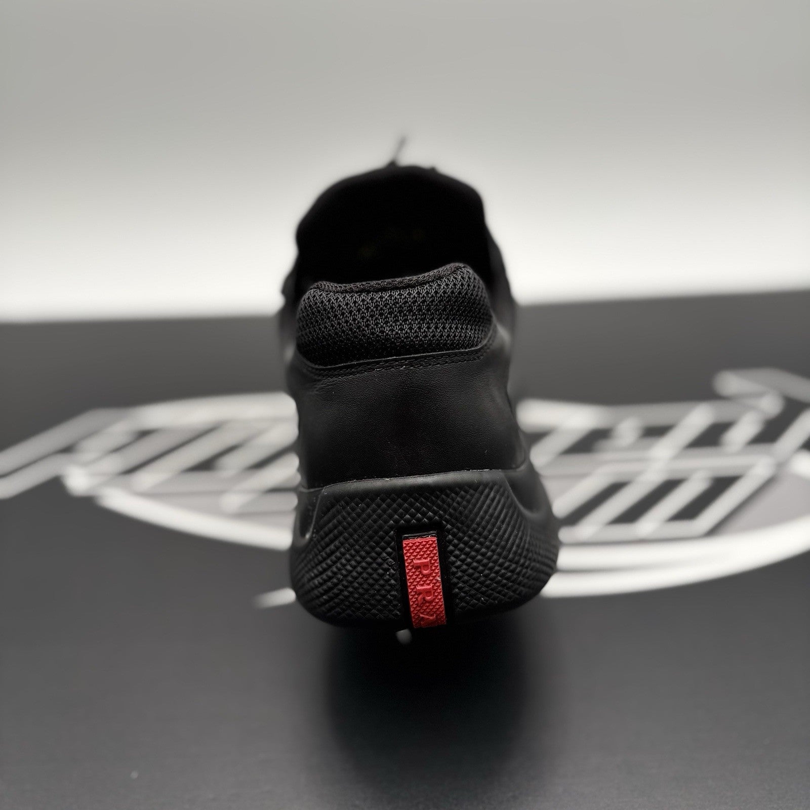 Size 8 UK (9 US) - Prada Americas Cup ' Black Leather ' | GOOD CONDITION!