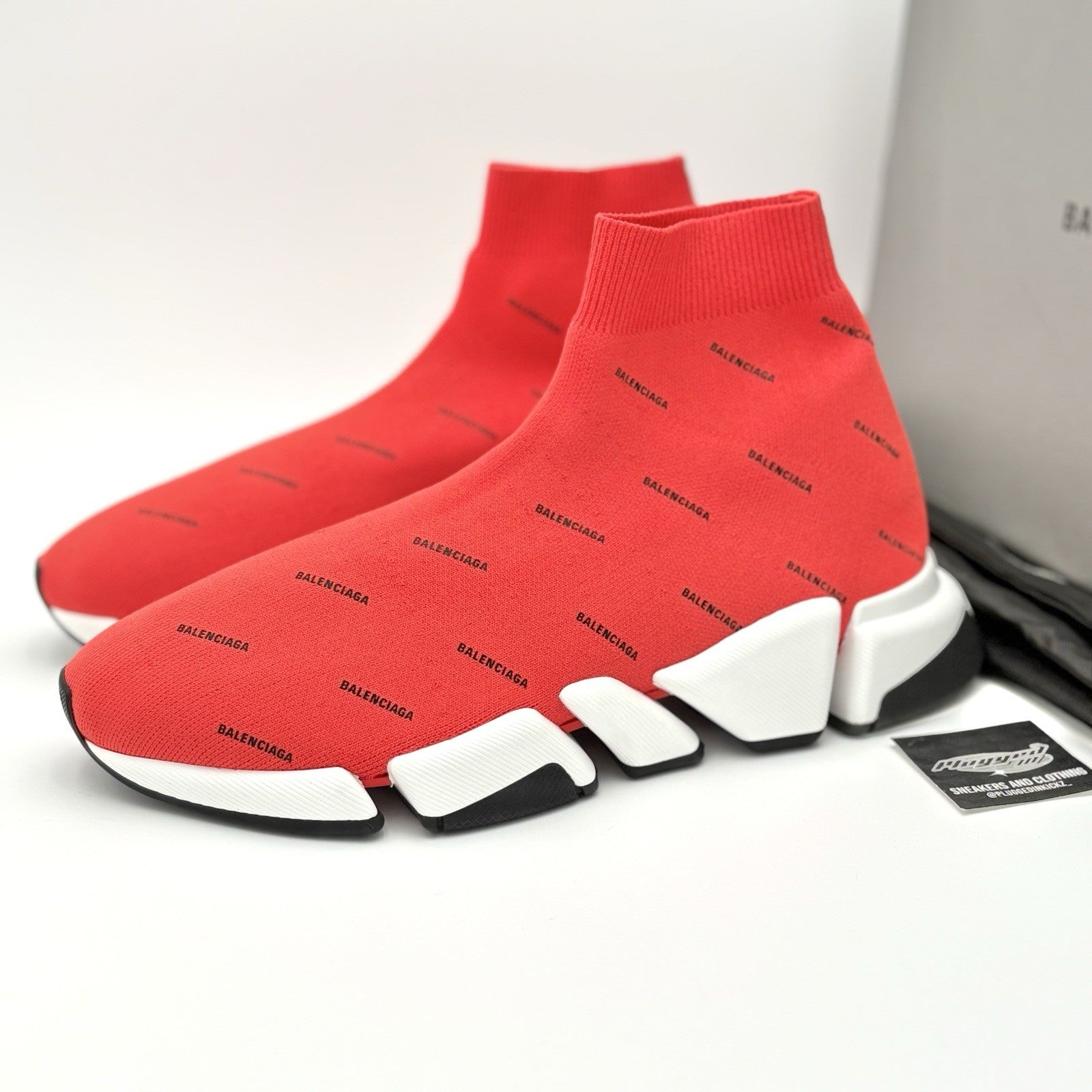 Size 41 (8 US) - Balenciaga Speed 2.0 ' All Over Logo Intense Red ' | BRAND NEW!