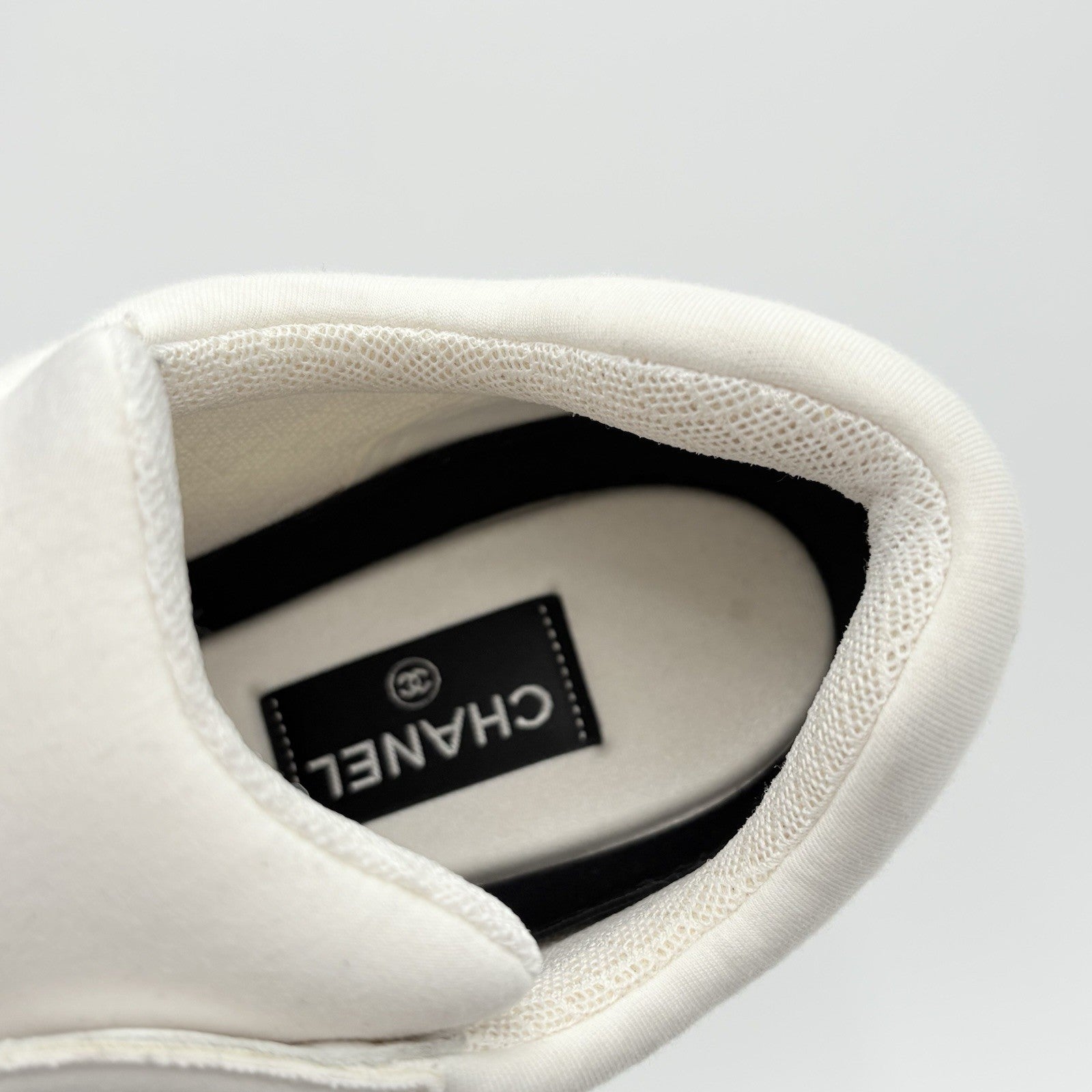 Size 45 (12 US) Chanel Nylon & Suede Low Top ' White Black ' | SUPER CLEAN!