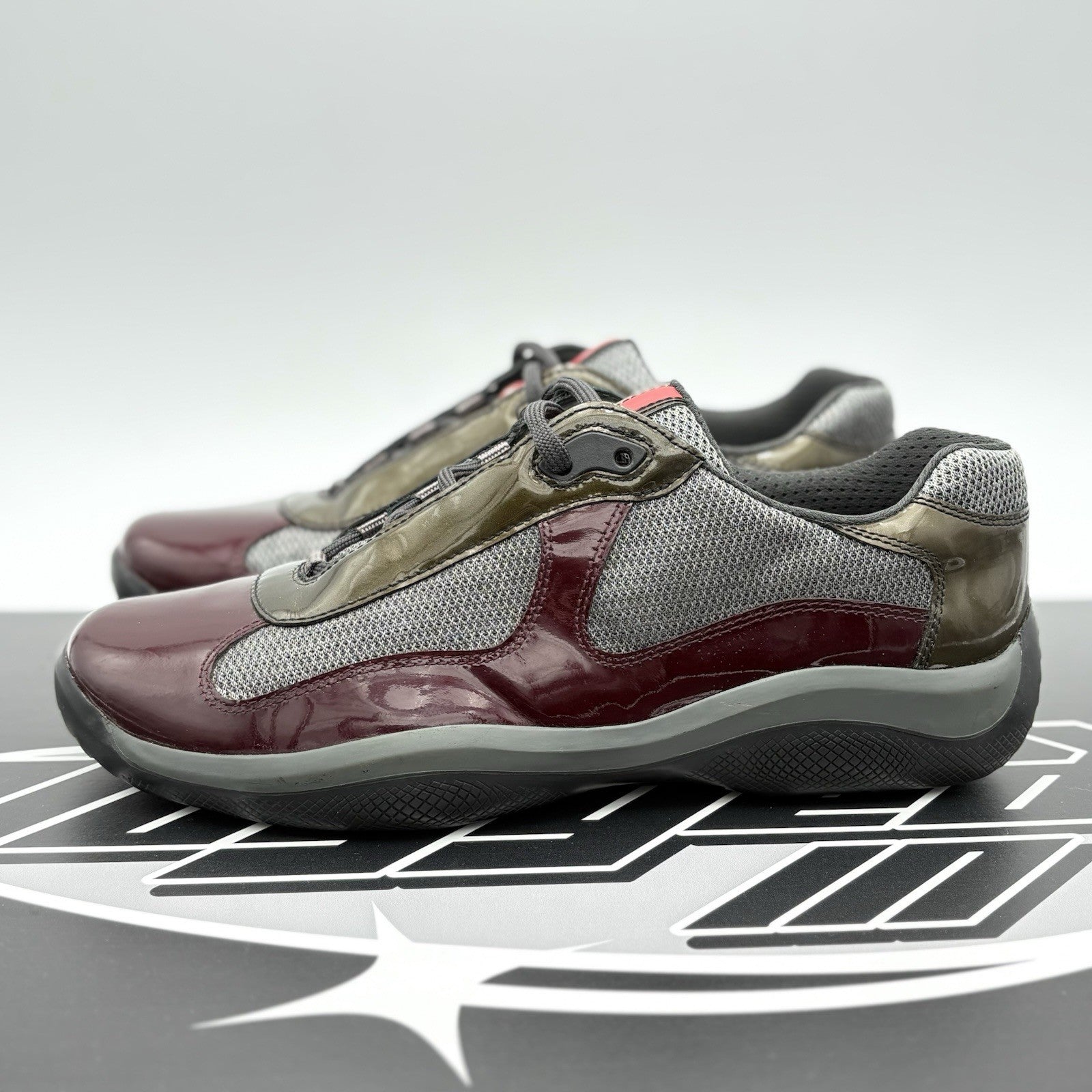 Size 8 UK (9 US) - Prada Americas Cup ' Burgundy Grey ' | SUPER CLEAN!