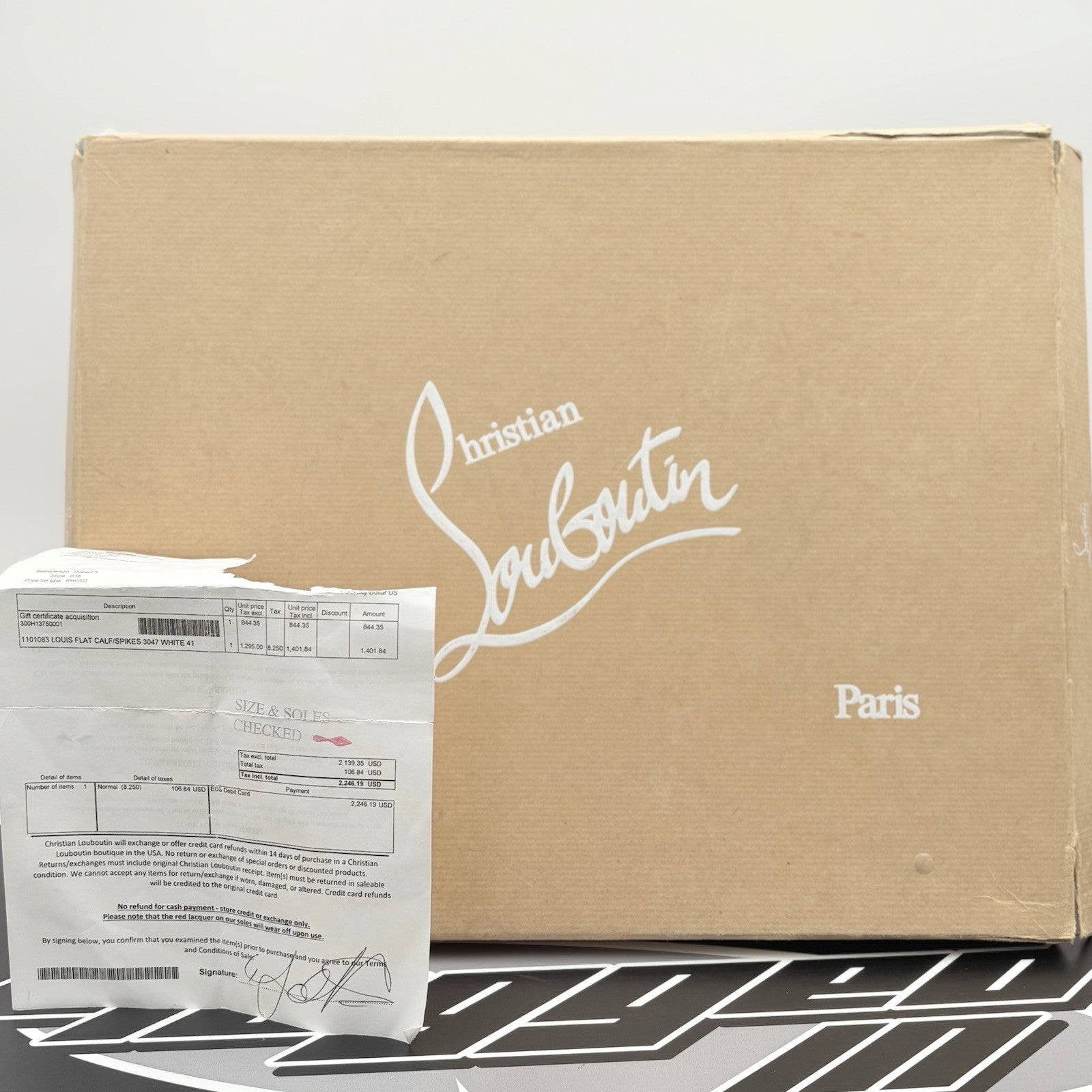 Size 41 (8 US) - Christian Louboutin Flat Spikes ' White ' | GOOD CONDITION!